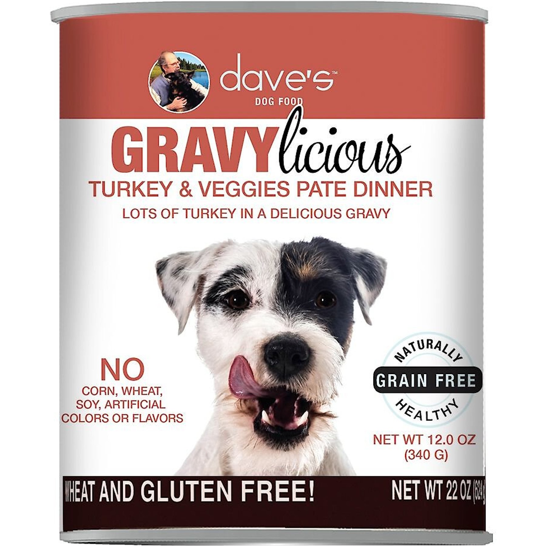 Dave's Pet Food Gravylicious Turkey & Veggies Grain-Free Wet Dog Food, 12-oz can, case of 12