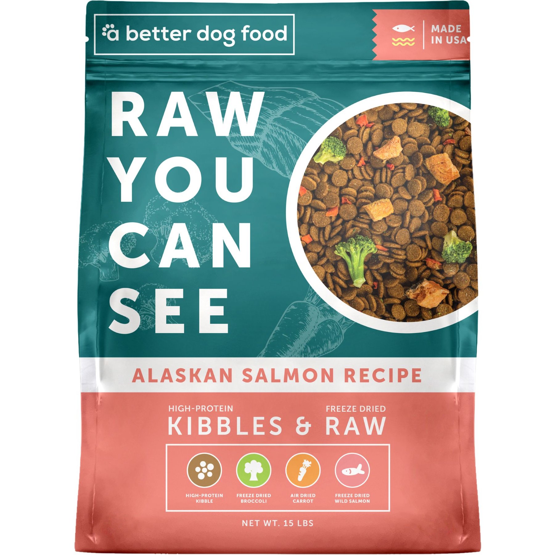 A Better Treat Raw You Can See Salmon Recipe High-Protein Kibble & Raw Freeze-Dried Dog Food