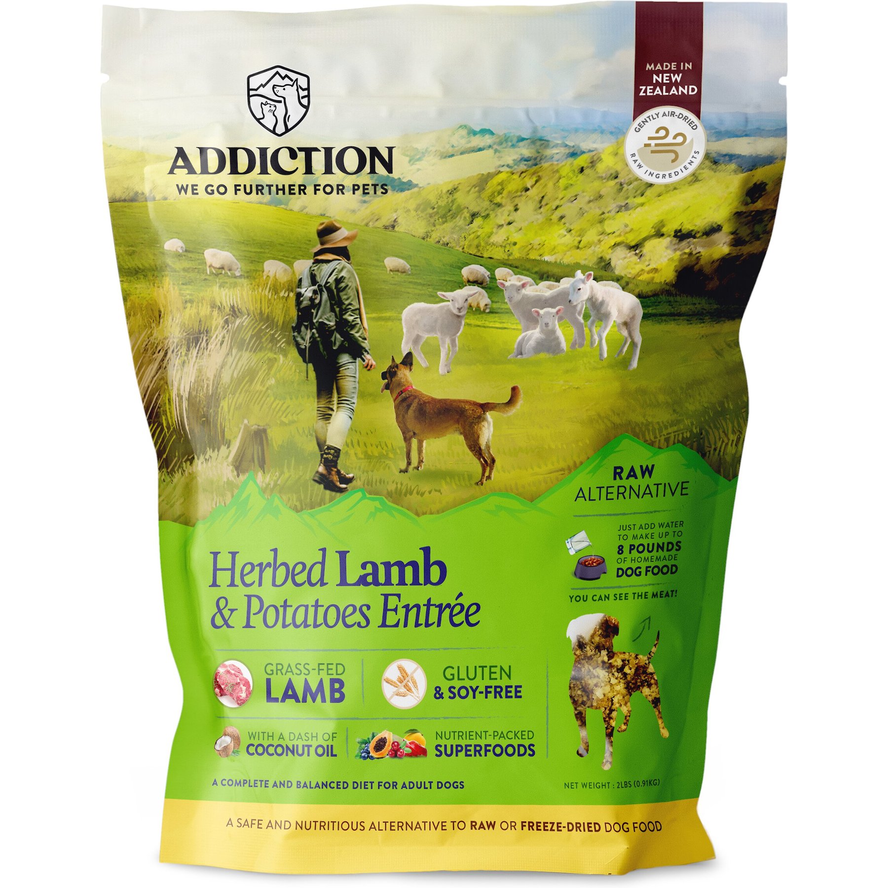 Addiction Herbed Lamb & Potatoes Raw Dehydrated Dog Food