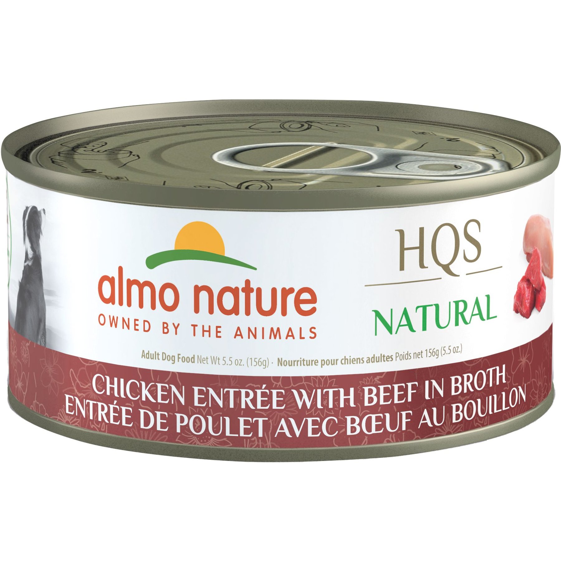 Almo Nature HQS Natural Chicken Entree with Beef in Broth Wet Dog Food, 5.5-oz can, case of 12