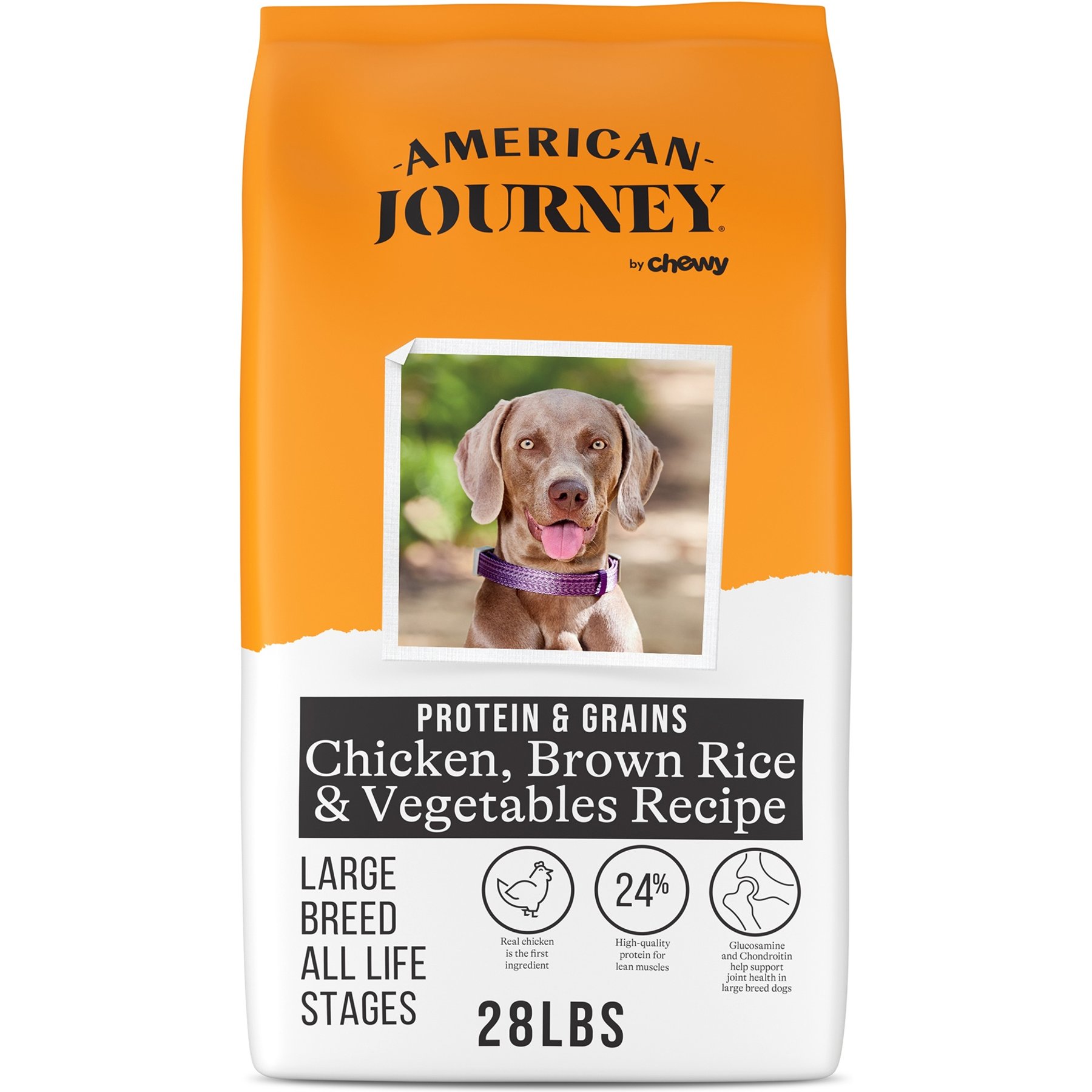 American Journey American Journey Protein & Grains Large Breed Chicken, Brown Rice & Vegetables Recipe Dry Dog Food dog food package