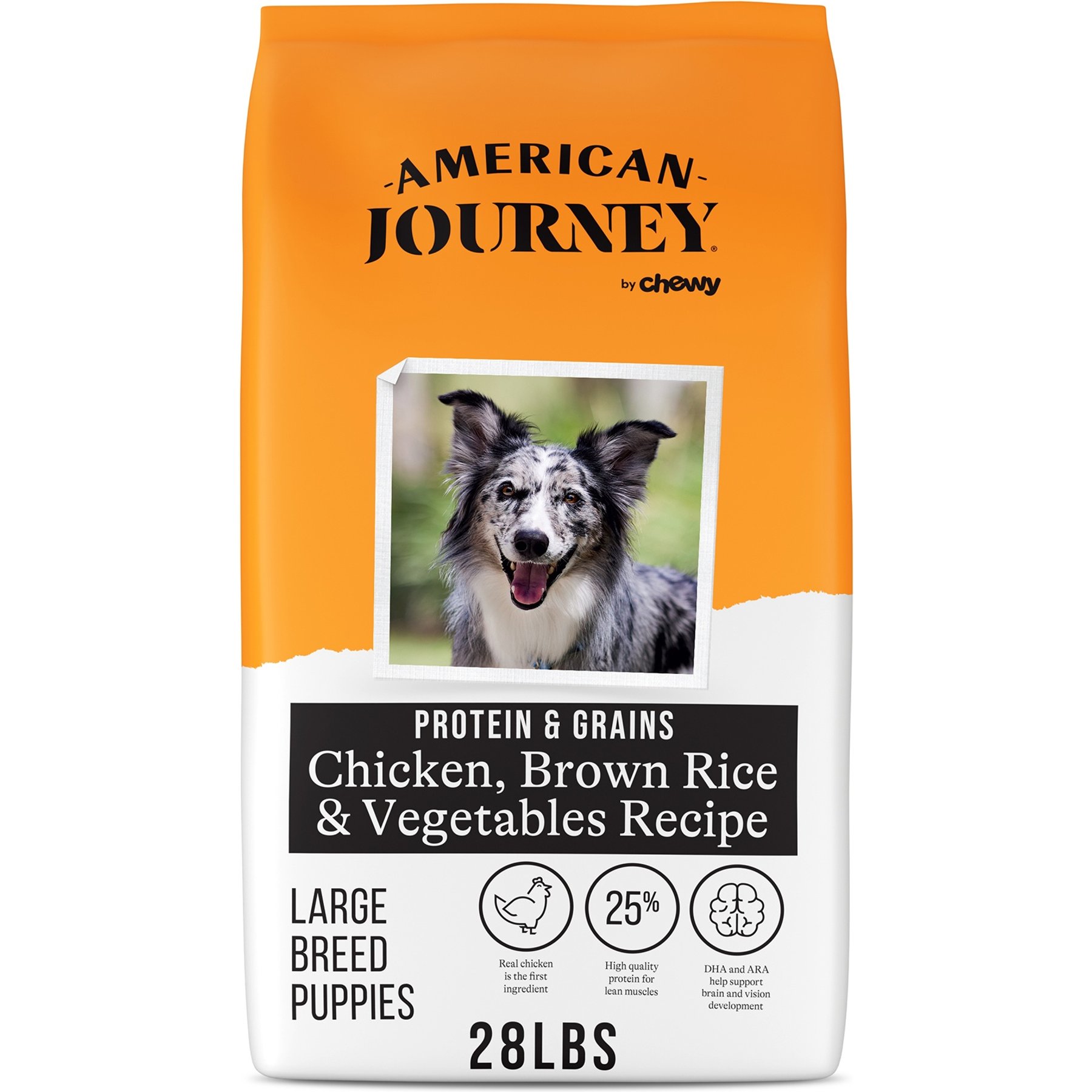 American Journey Protein & Grains Large Breed Puppy Chicken, Brown Rice & Vegetables Recipe Dry Dog Food