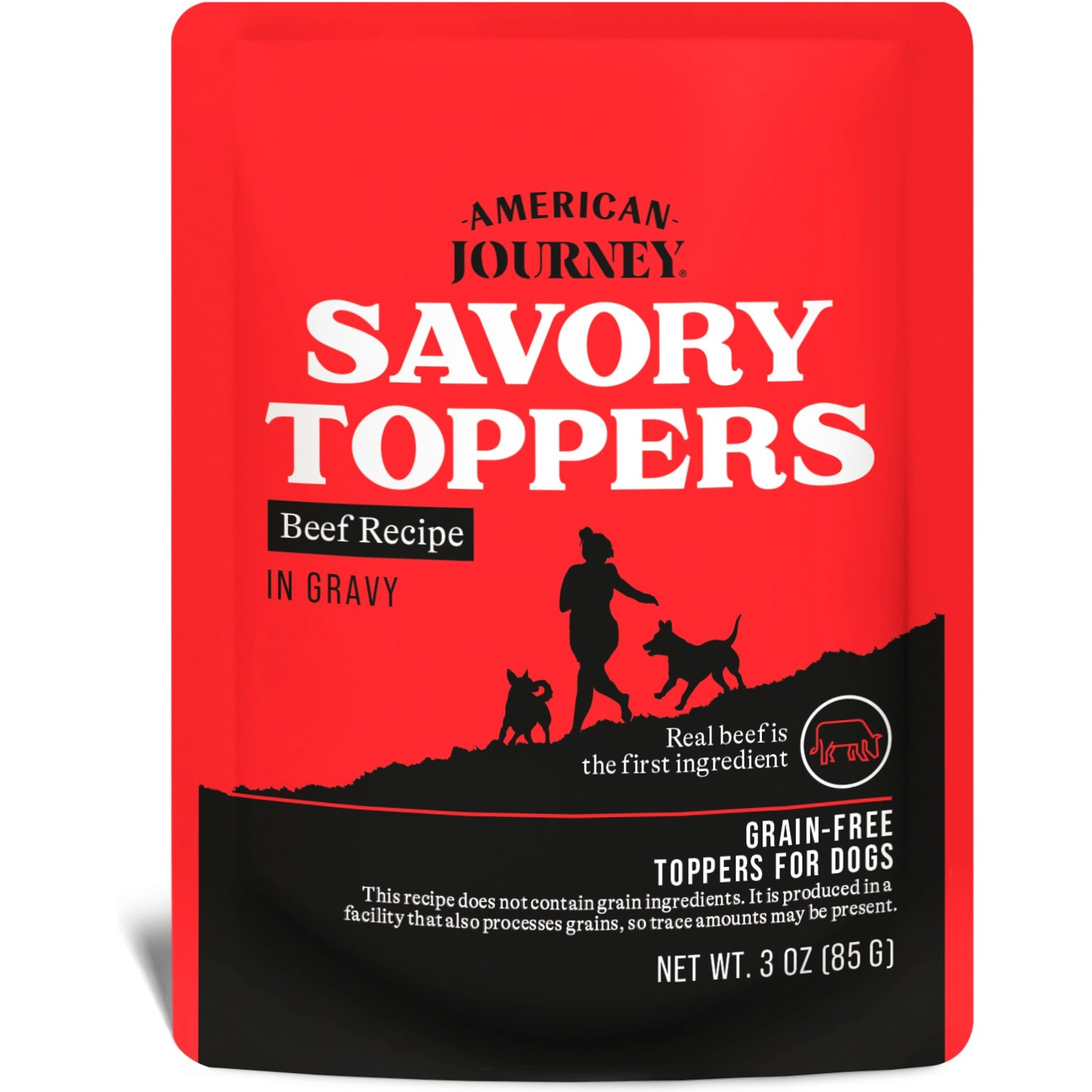 American Journey Savory Toppers Beef Recipe in Gravy Grain-Free Dog Food Topper, 3-oz pouches, case of 24