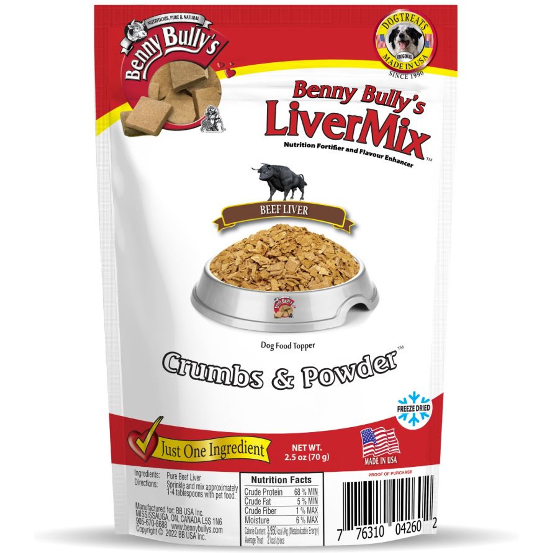 Benny Bullys Liver Mix Crumbs & Powder Freeze-Dried Dog Topper