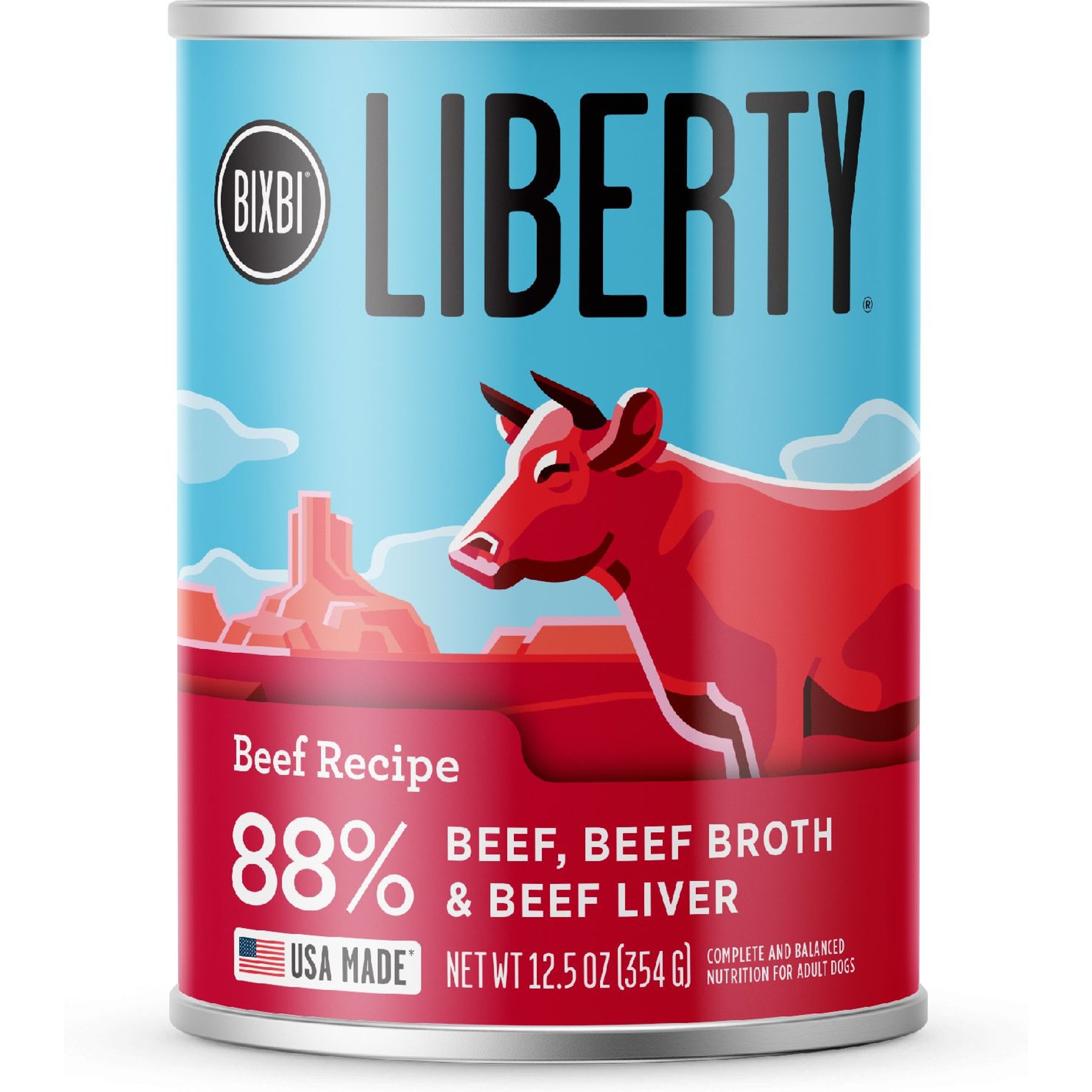 BIXBI Liberty Limited Ingredient Beef Recipe Canned Dog Food, 12.5-oz can, case of 12