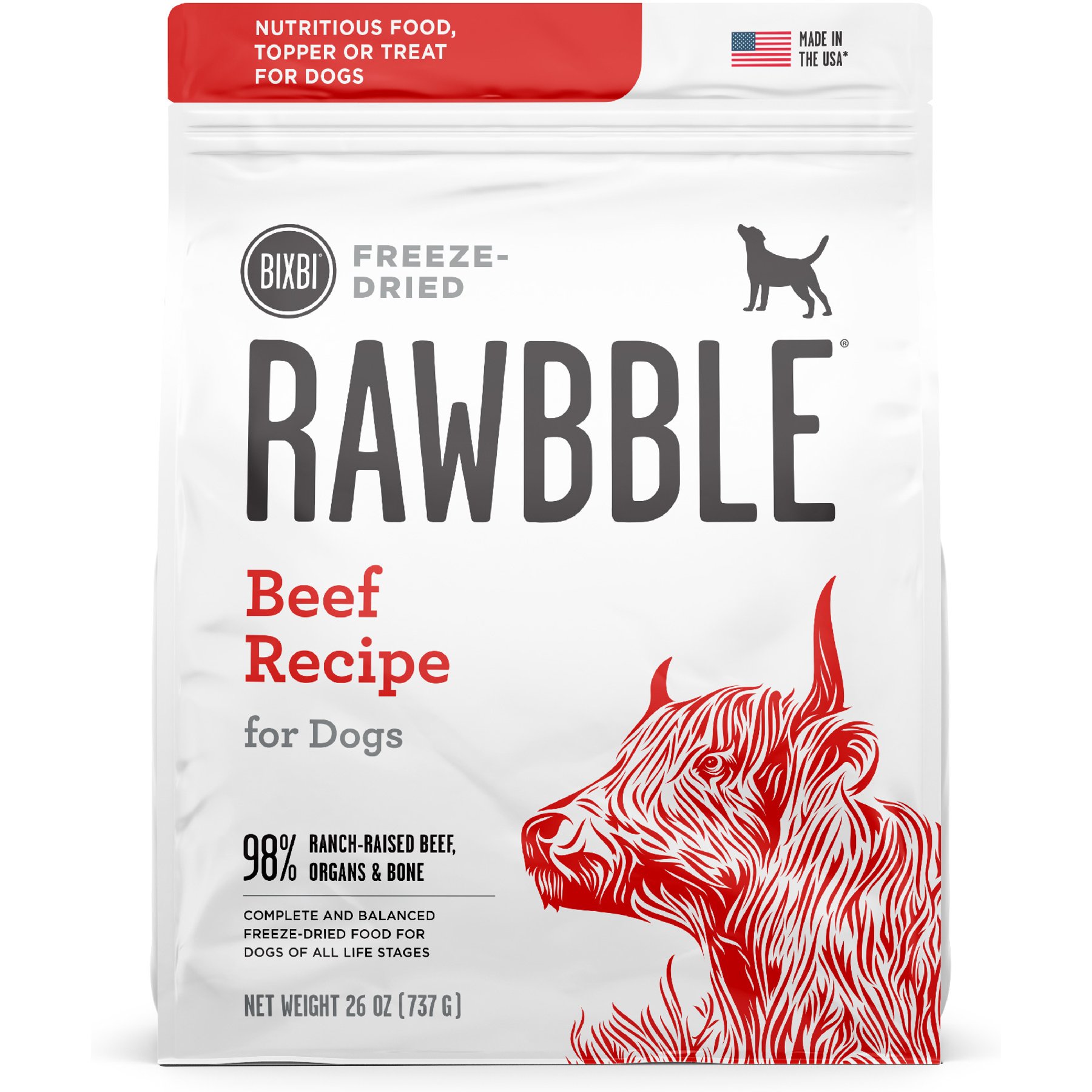 BIXBI Rawbble Beef Recipe Grain-Free Freeze-Dried Dog Food