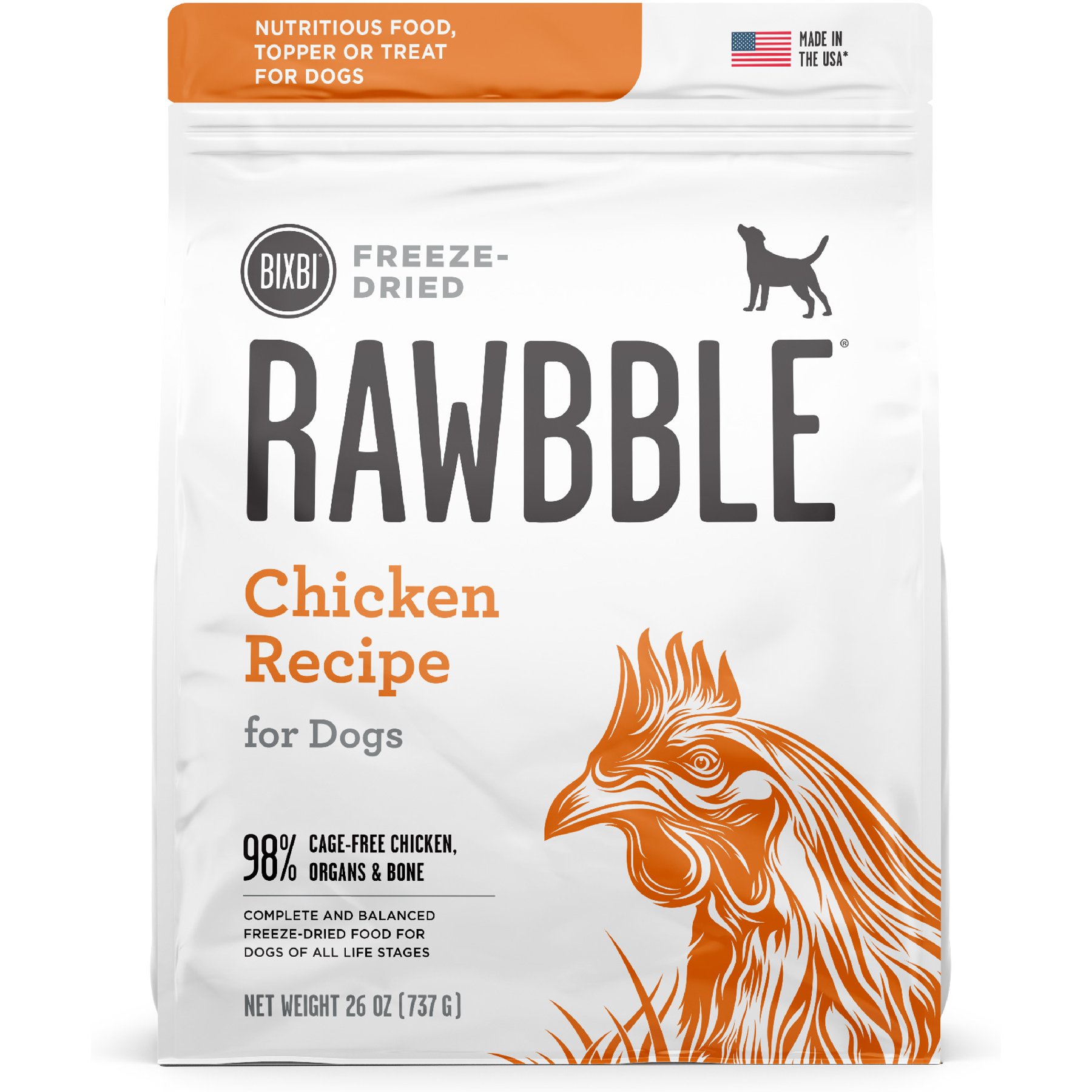 BIXBI Rawbble Chicken Recipe Grain-Free Freeze-Dried Dog Food