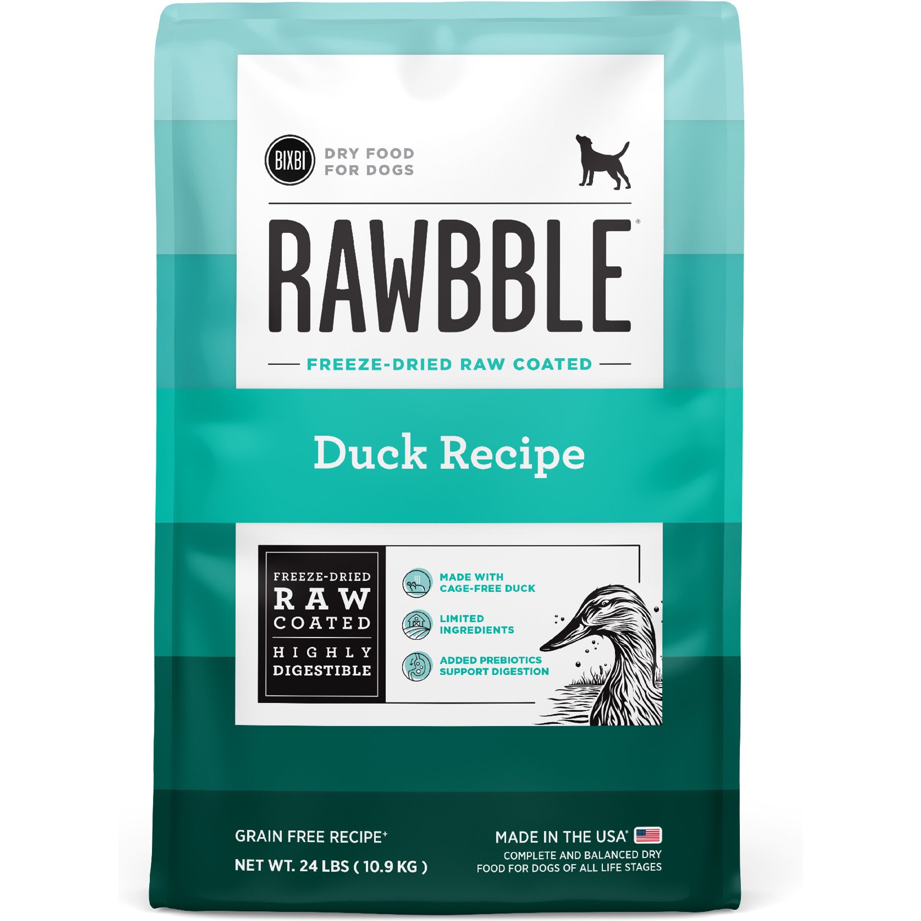 BIXBI RAWBBLE Fresh Duck Recipe Limited Ingredient Grain-Free Dry Dog Food