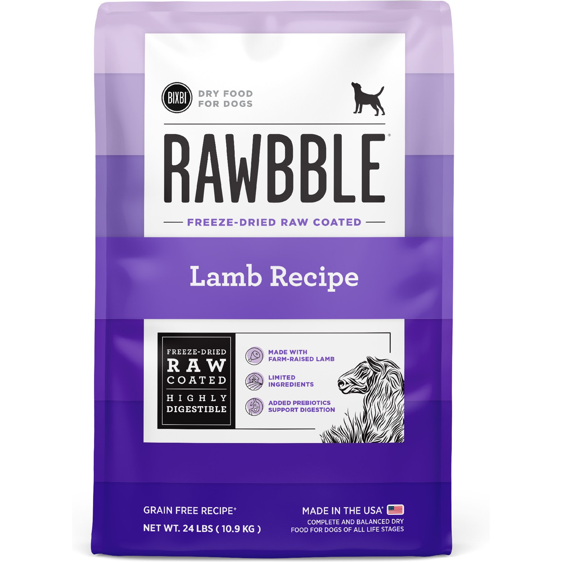 BIXBI RAWBBLE Fresh Lamb Recipe Limited Ingredient Grain-Free Dry Dog Food
