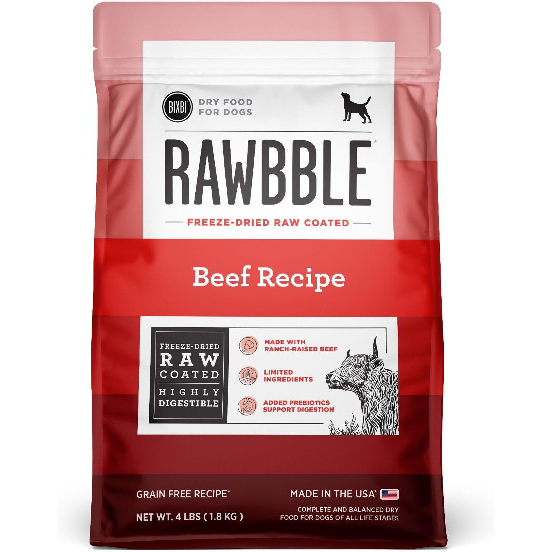 BIXBI Rawbble Grain-Free Beef Recipe Dry Dog Food