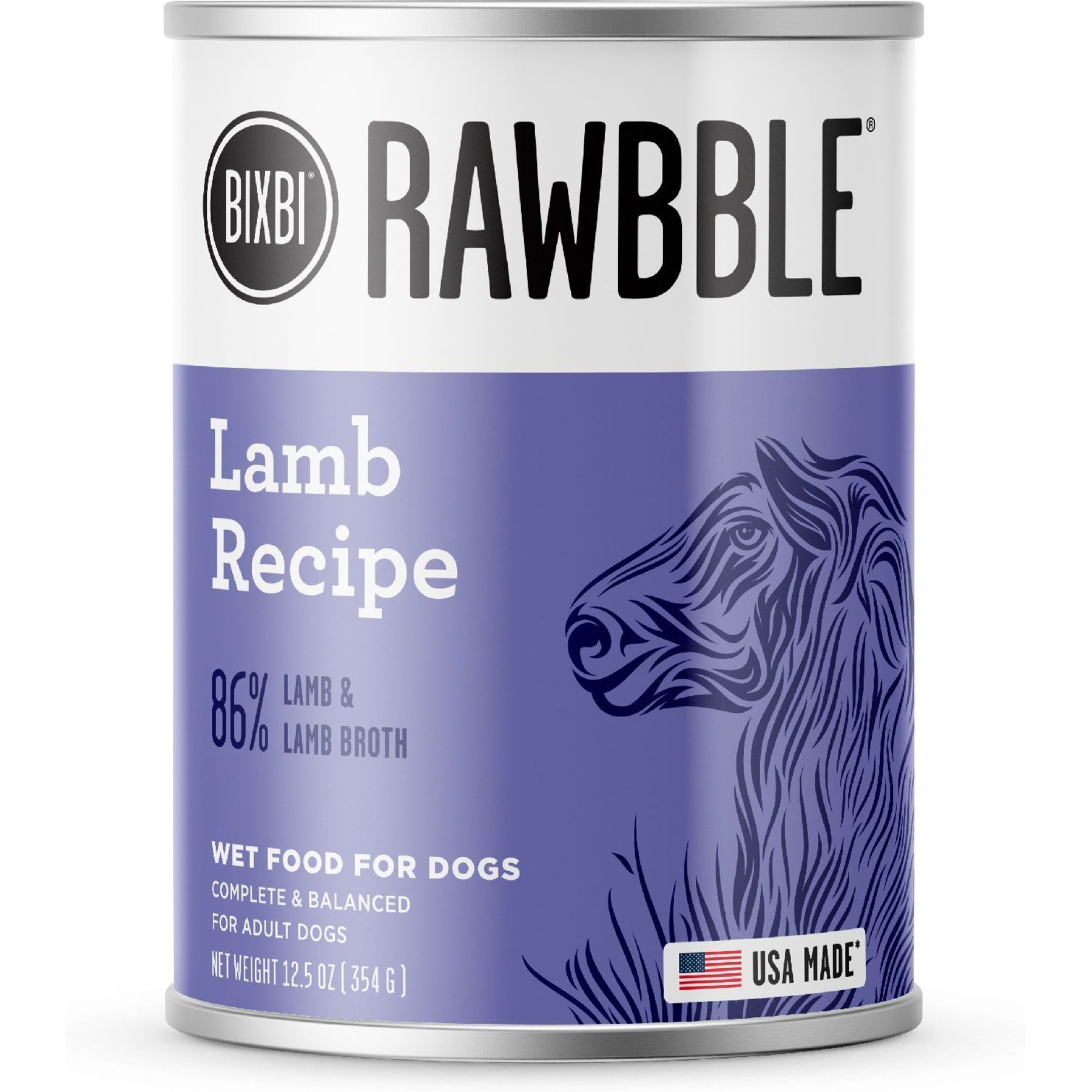 BIXBI Rawbble Grain-Free Canned Lamb Recipe Wet Dog Food, 12.5-oz can, case of 12