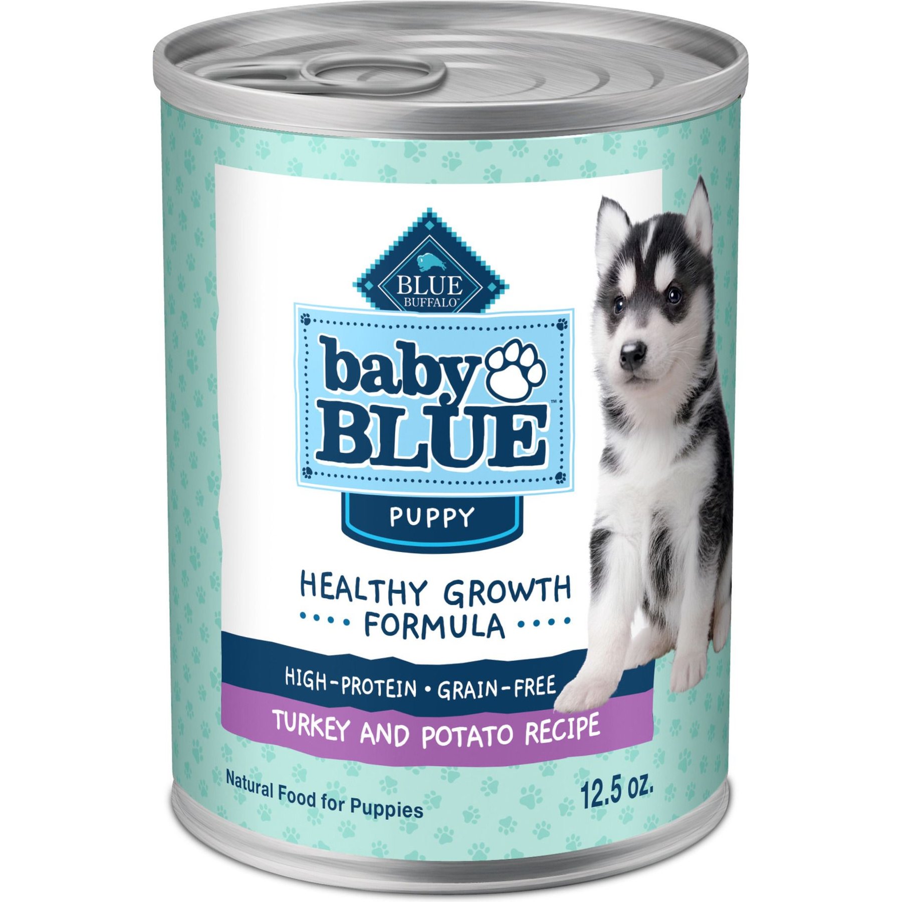 Blue Buffalo Baby Blue Healthy Growth Formula Grain-Free High Protein Turkey & Potato Recipe Puppy Wet Food, 12.5-oz cans, case of 12