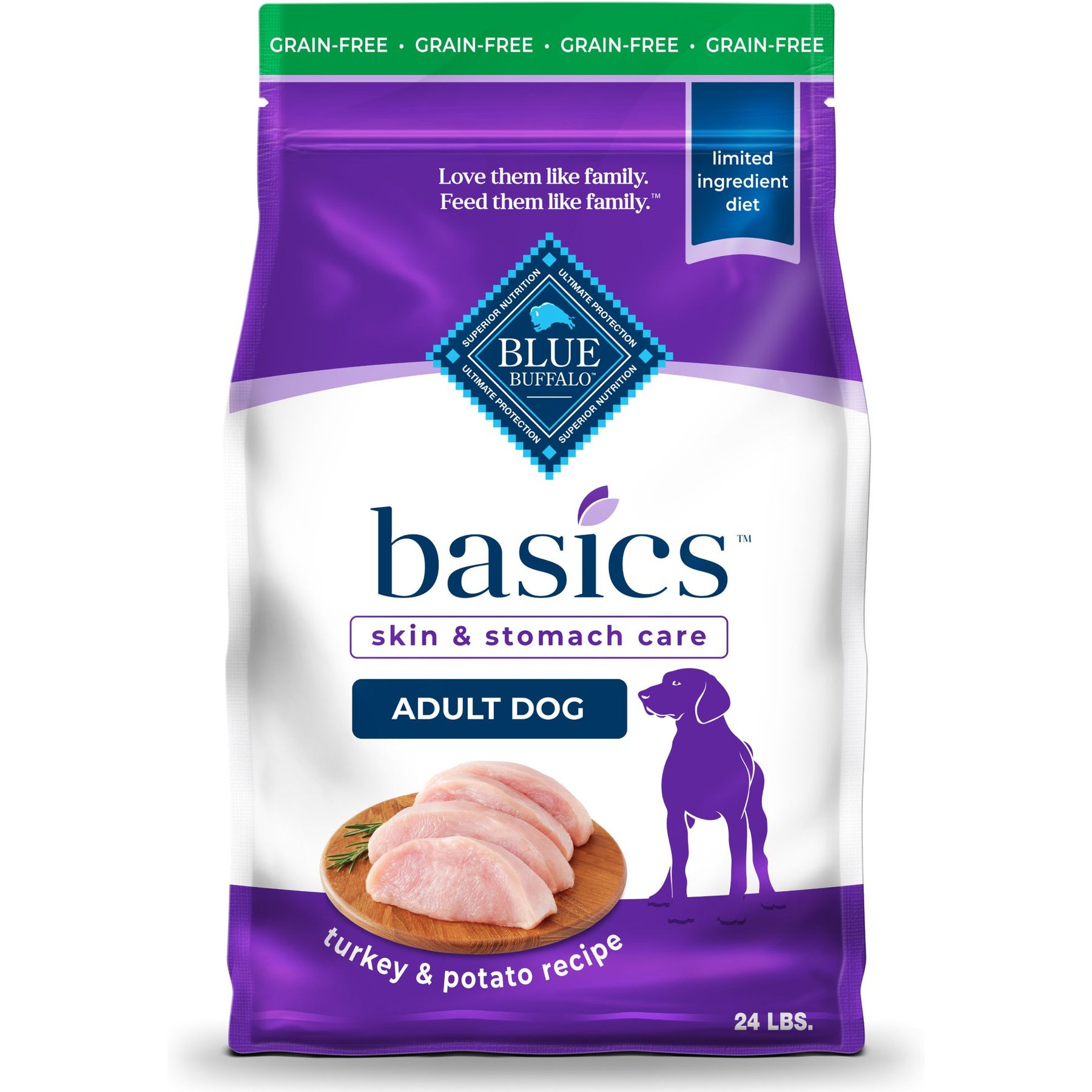 Blue Buffalo Basics Skin & Stomach Care Adult Grain-Free Turkey & Potato Recipe Dry Dog Food