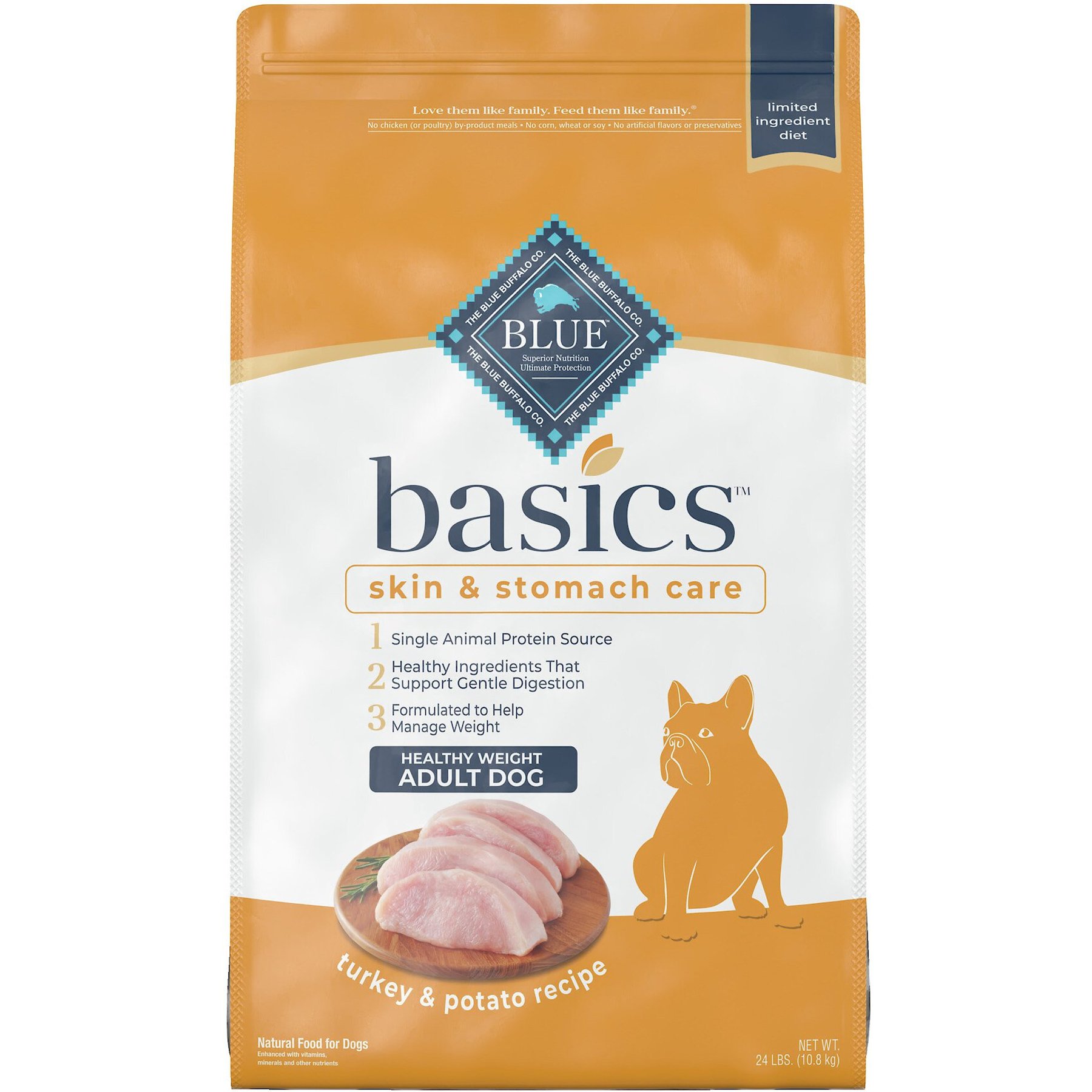 Blue Buffalo Basics Skin & Stomach Care Healthy Weight Turkey & Potato Recipe Adult Dry Dog Food