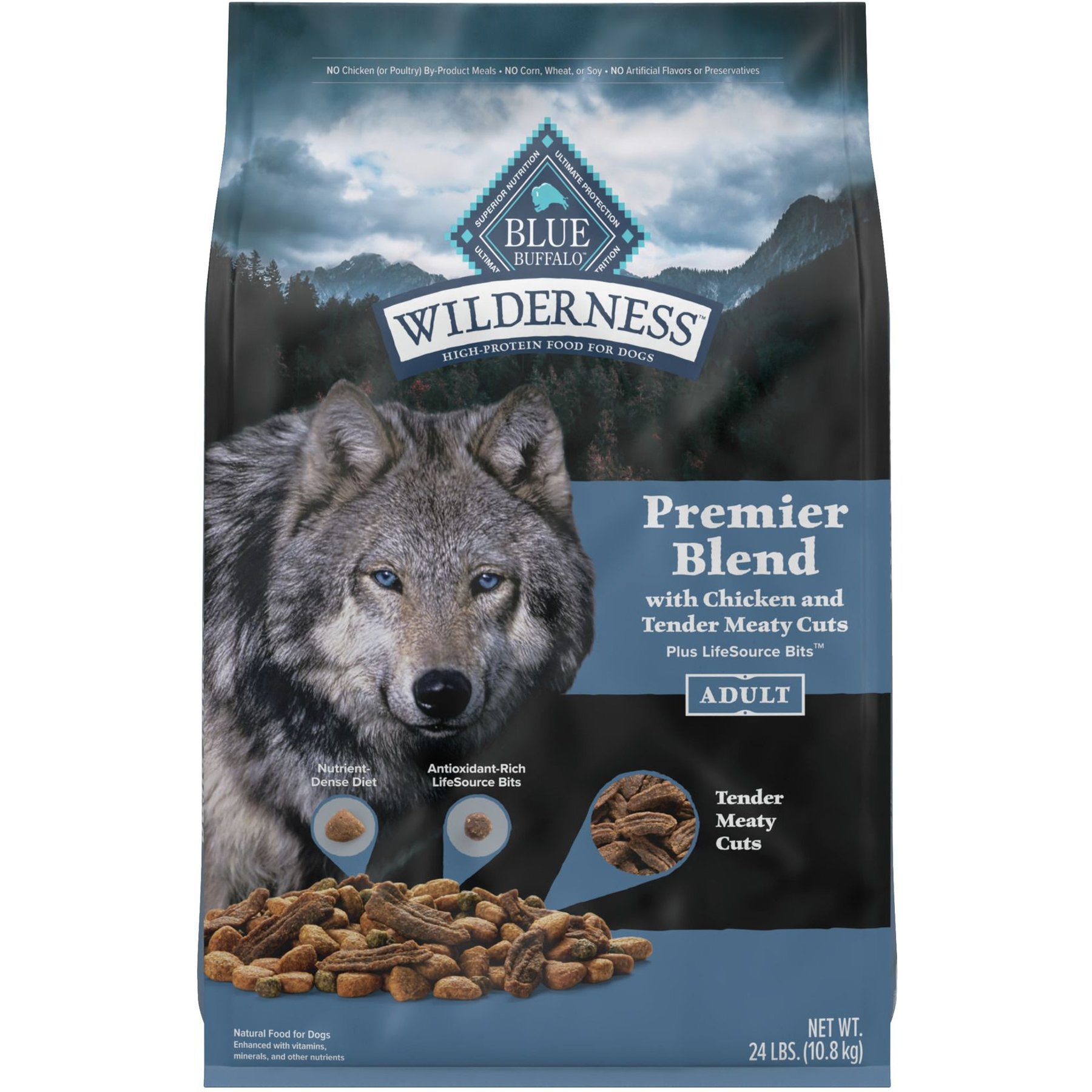 Blue Buffalo Blue Wilderness Premier Blend with Meaty Cuts Chicken Adult Dry Dog Food