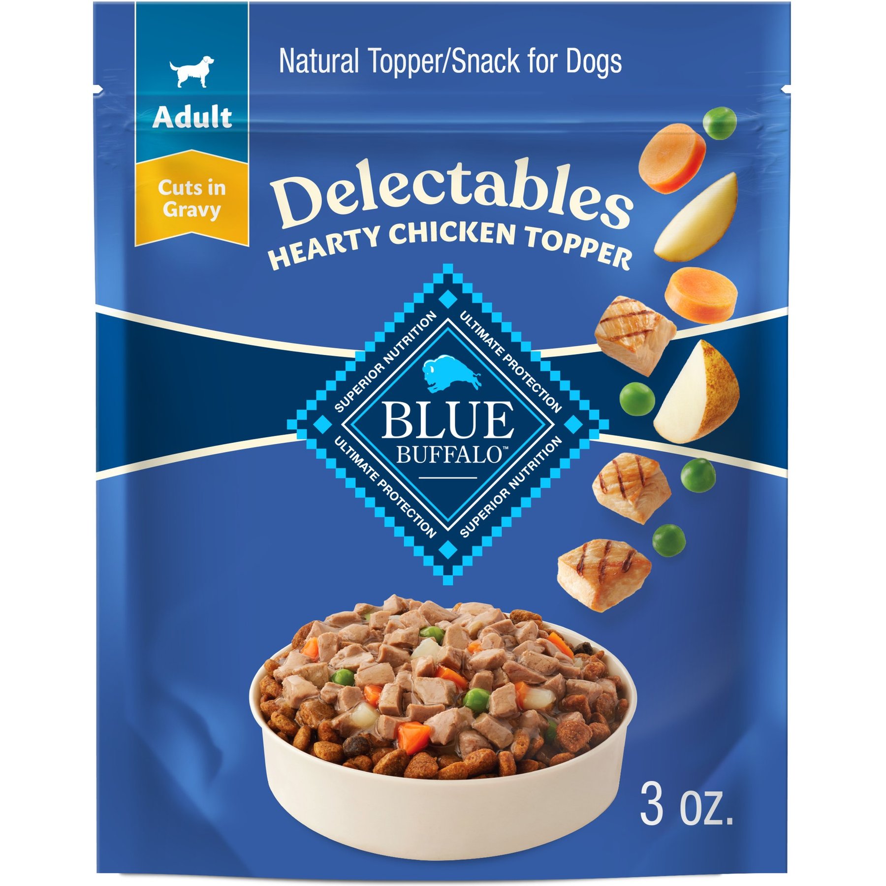Blue Buffalo Delectables Chicken Dinner Natural Wet Dog Food 3-oz pouch, case of 24