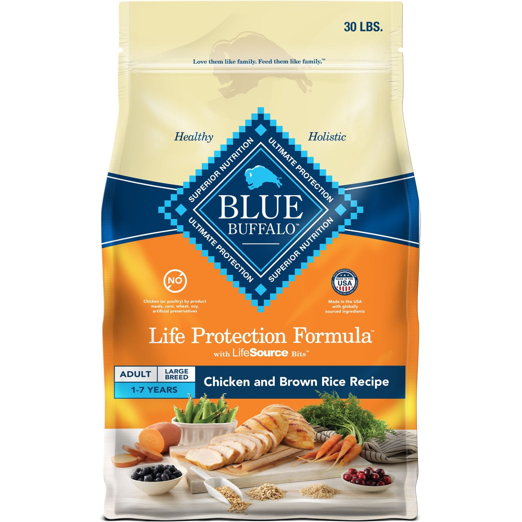 Blue Buffalo Blue Buffalo Life Protection Formula Large Breed Adult Chicken & Brown Rice Recipe Dry Dog Food dog food package
