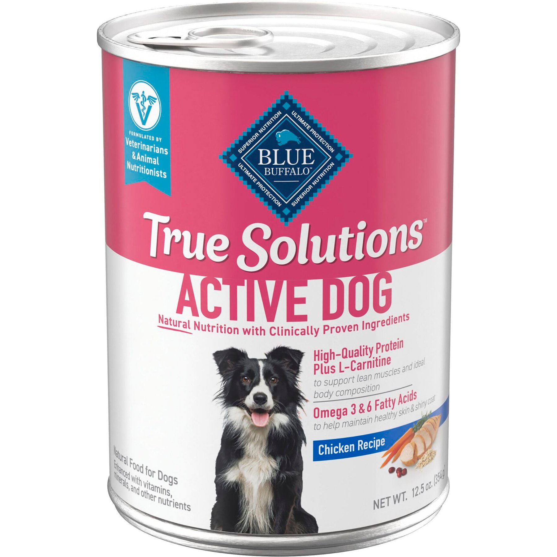 Blue Buffalo True Solutions Active Adult Dogs Chicken Wet Dog Food, 12.5-oz can, 12 count