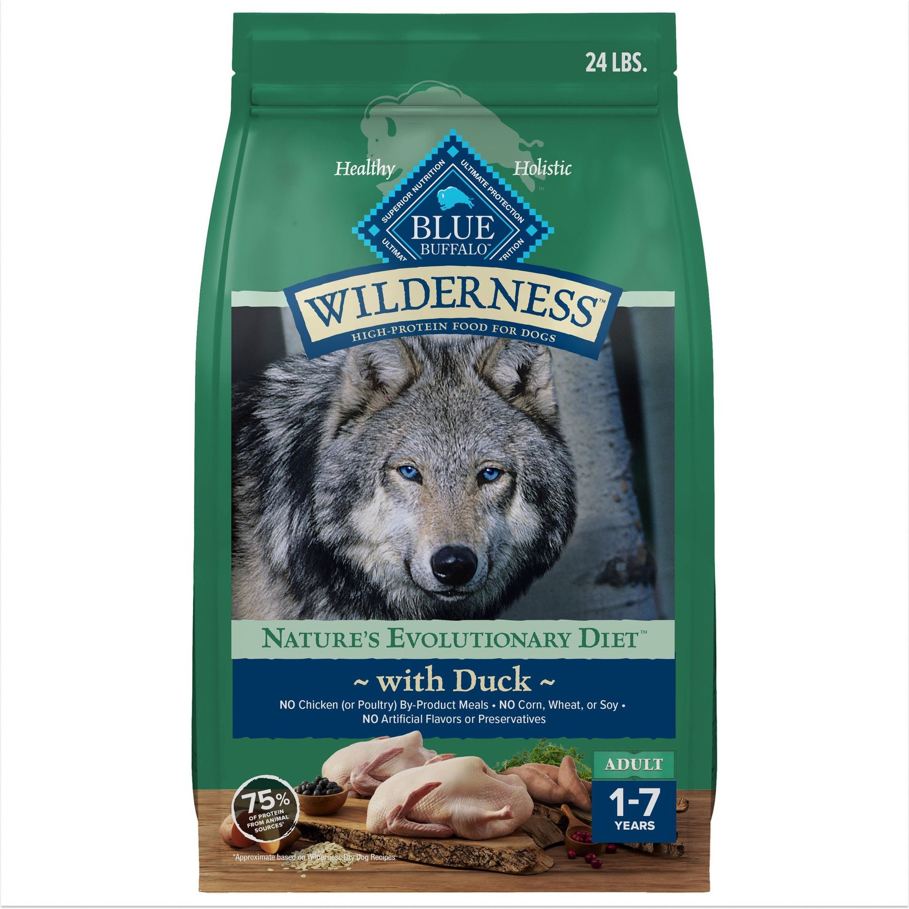 Blue Buffalo Wilderness Adult High Protein Natural Duck & Wholesome Grains Dry Dog Food