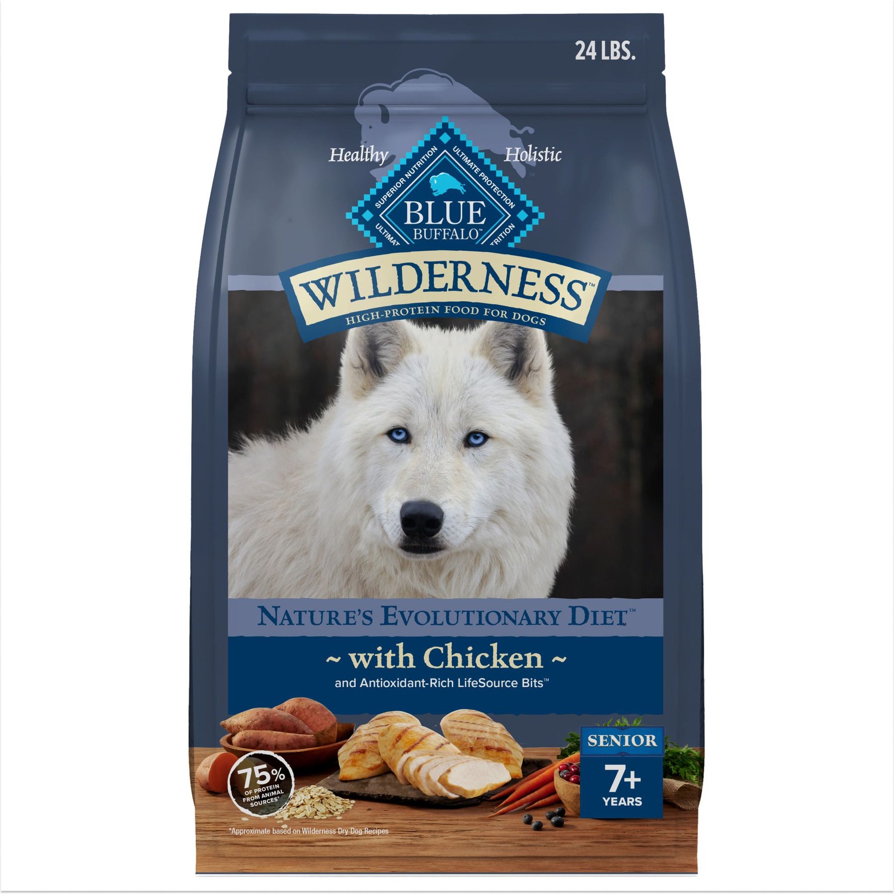 Blue Buffalo Wilderness Chicken Recipe High-Protein Senior Dry Dog Food