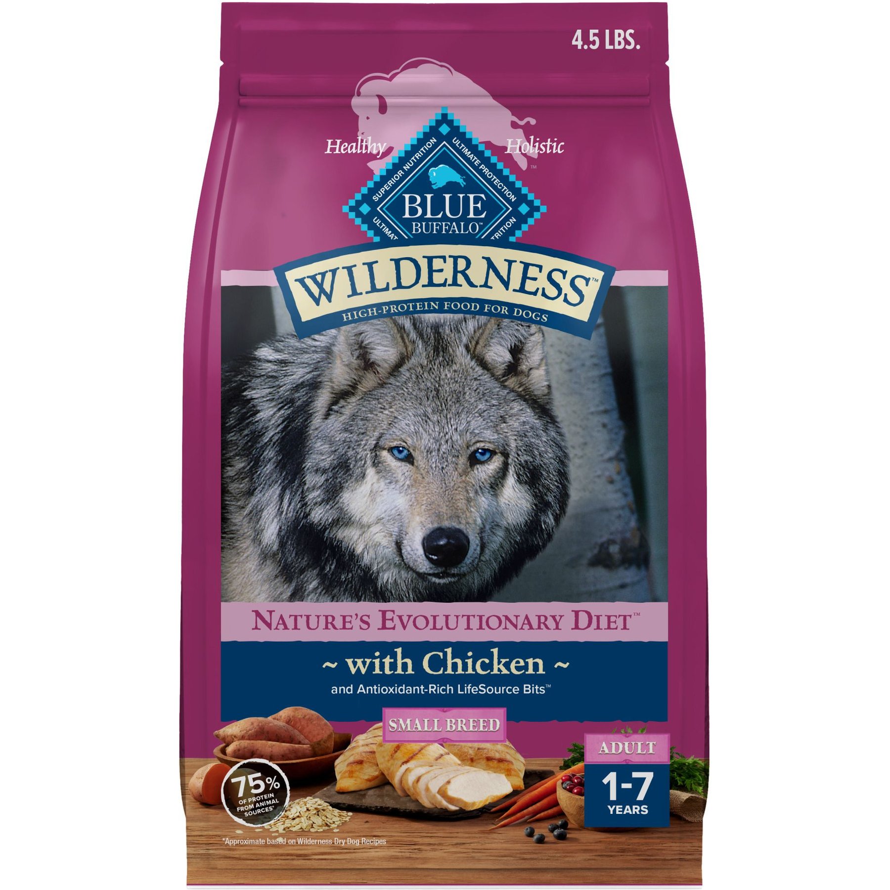 Blue Buffalo Wilderness Chicken Recipe High-Protein Small Breed Adult Dry Dog Food