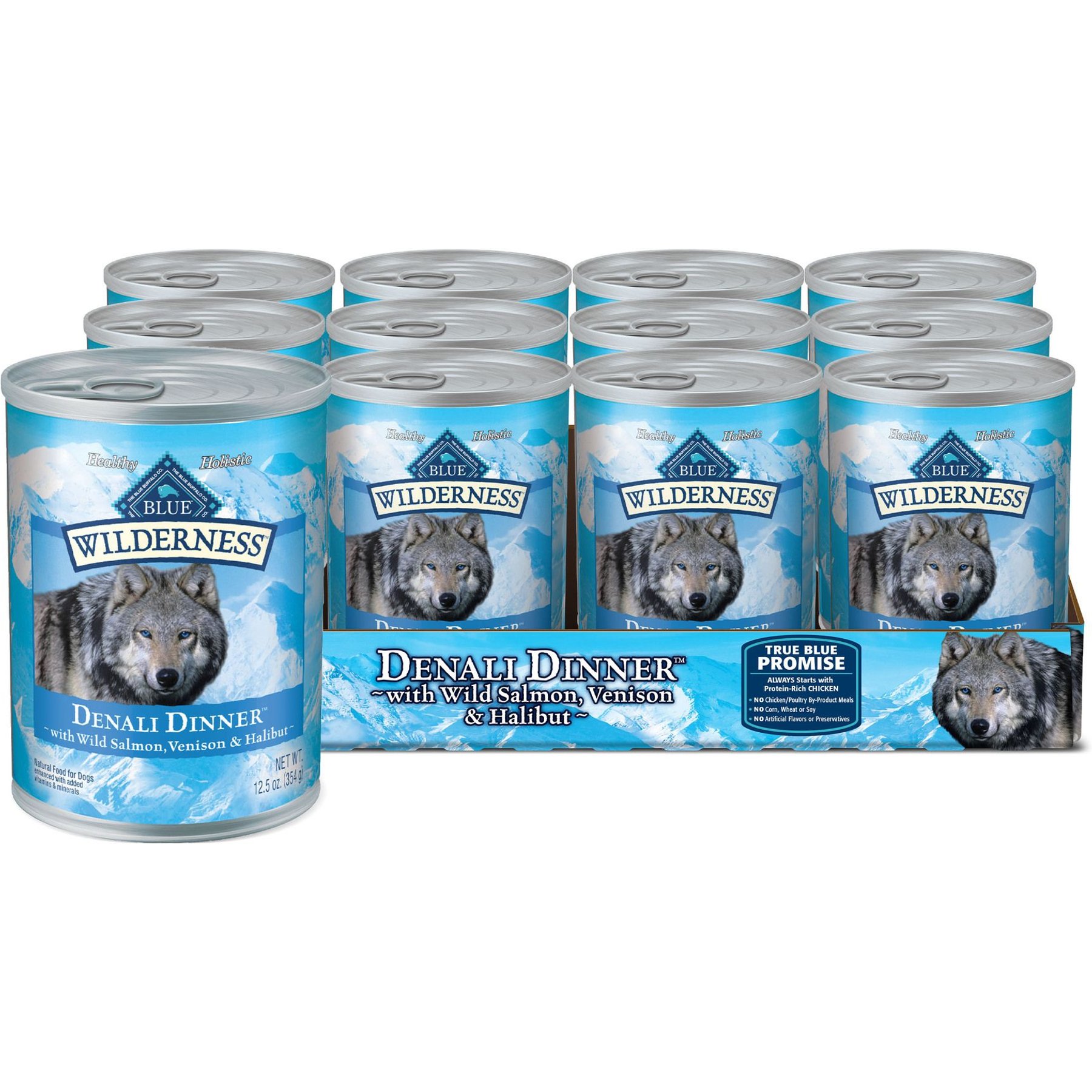 Blue Buffalo Blue Buffalo Wilderness Denali Dinner High-Protein & Grain-Free Wild Salmon, Venison & Halibut Wet Dog Food dog food