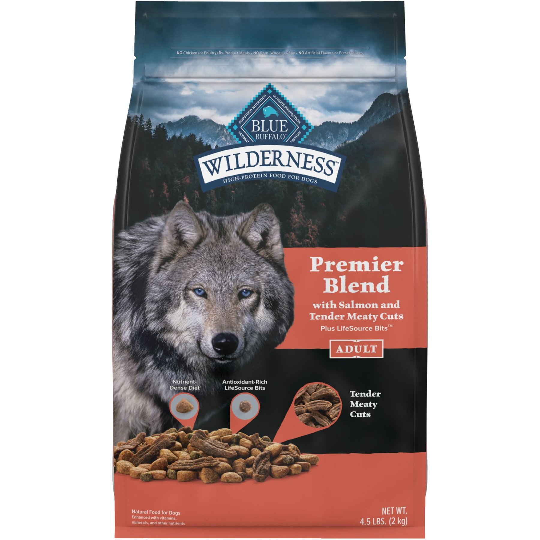 Blue Buffalo Wilderness Premier Blend Adult Natural Meaty Cuts Salmon Dry Dog Food