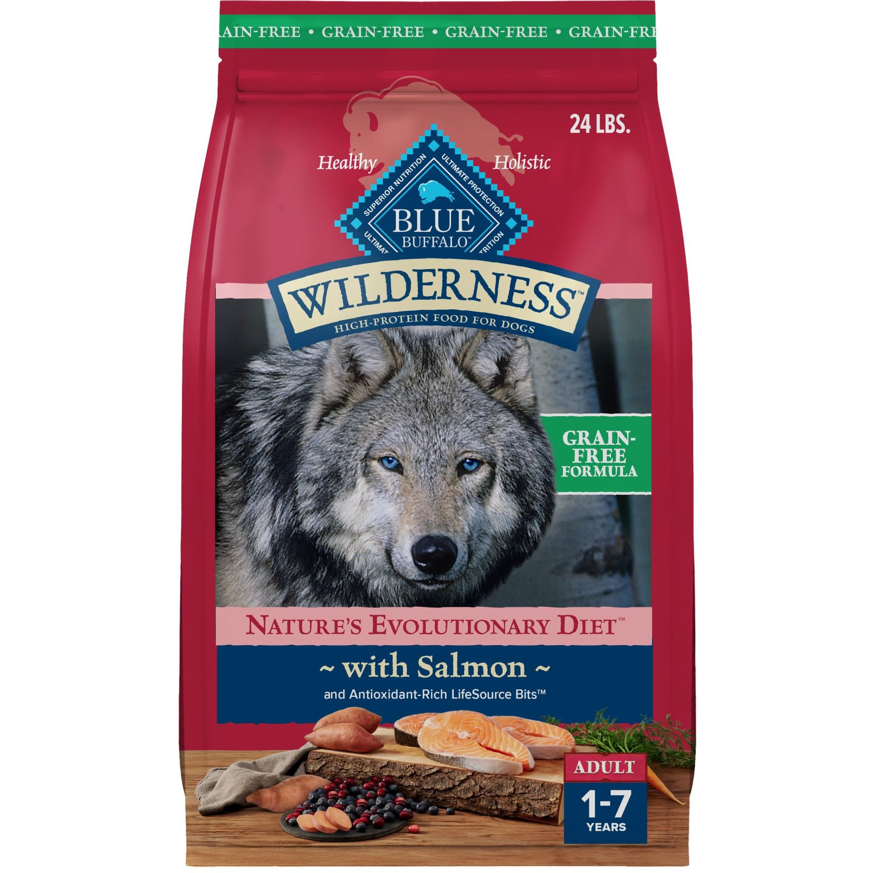 Blue Buffalo Wilderness Salmon Recipe Adult High-Protein Grain-Free Dry Dog Food
