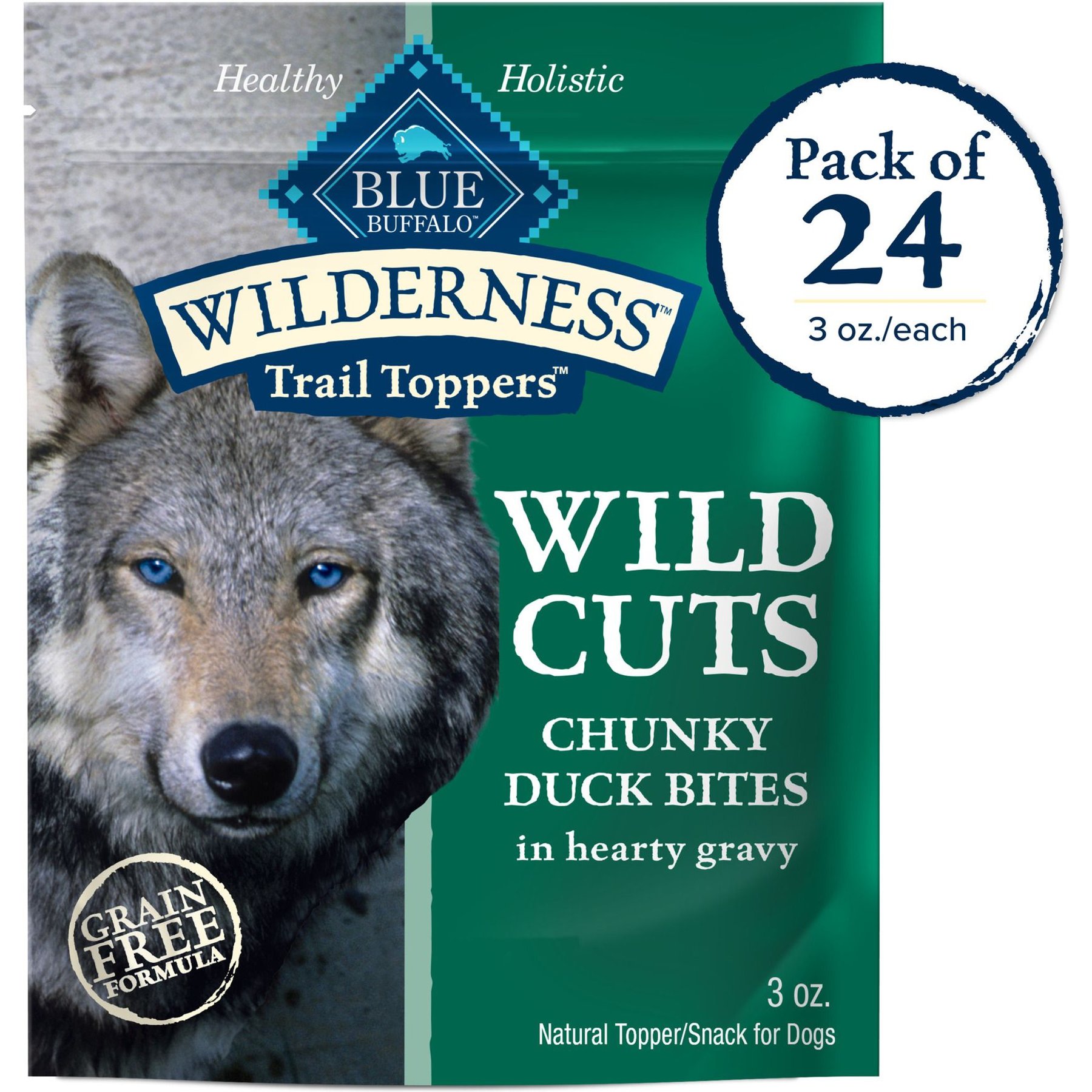 Blue Buffalo Wilderness Trail Toppers Wild Cuts Chunky Duck Bites in Hearty Gravy Grain-Free Dog Food Topper