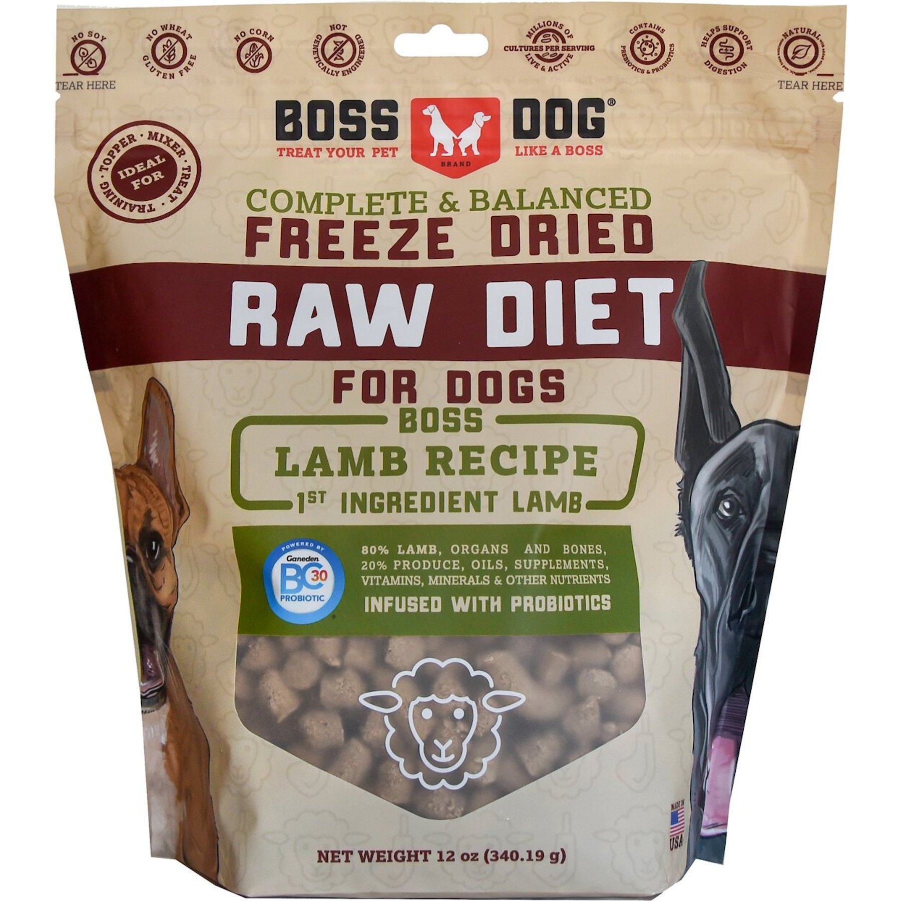 Boss Dog Complete & Balanced Raw Diet Lamb Recipe Freeze-Dried Dog Food
