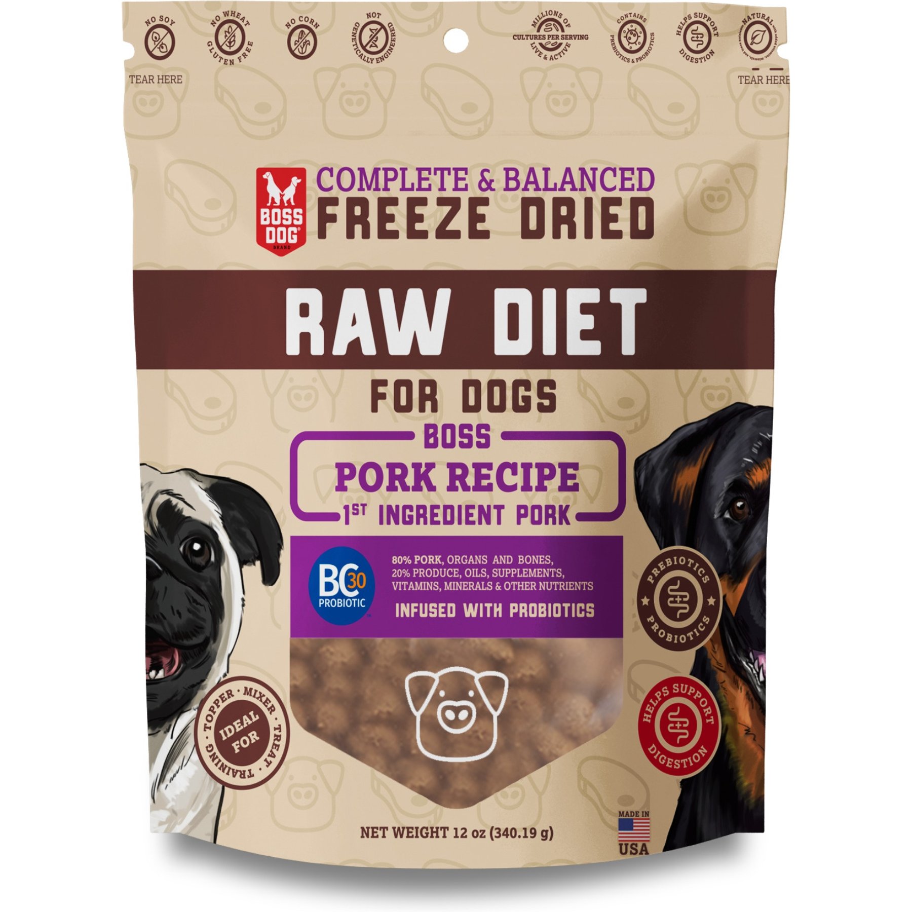 Boss Dog Diet Pork Recipe Freeze-Dried Dog Food