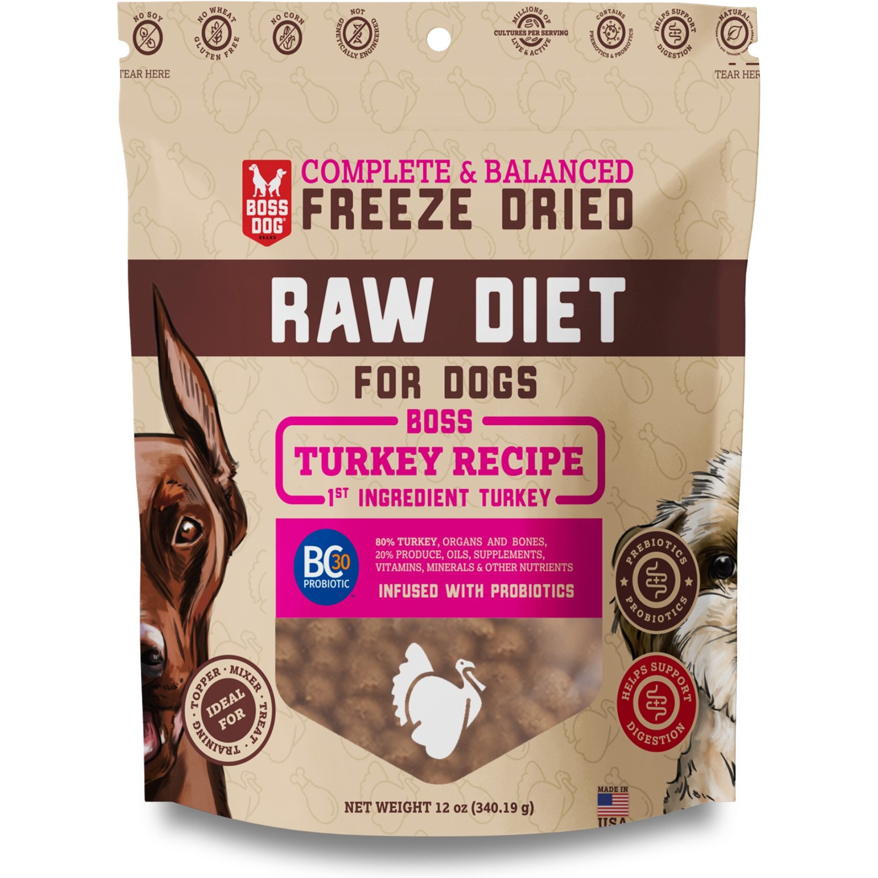 Boss Dog Diet Turkey Recipe Freeze-Dried Dog Food