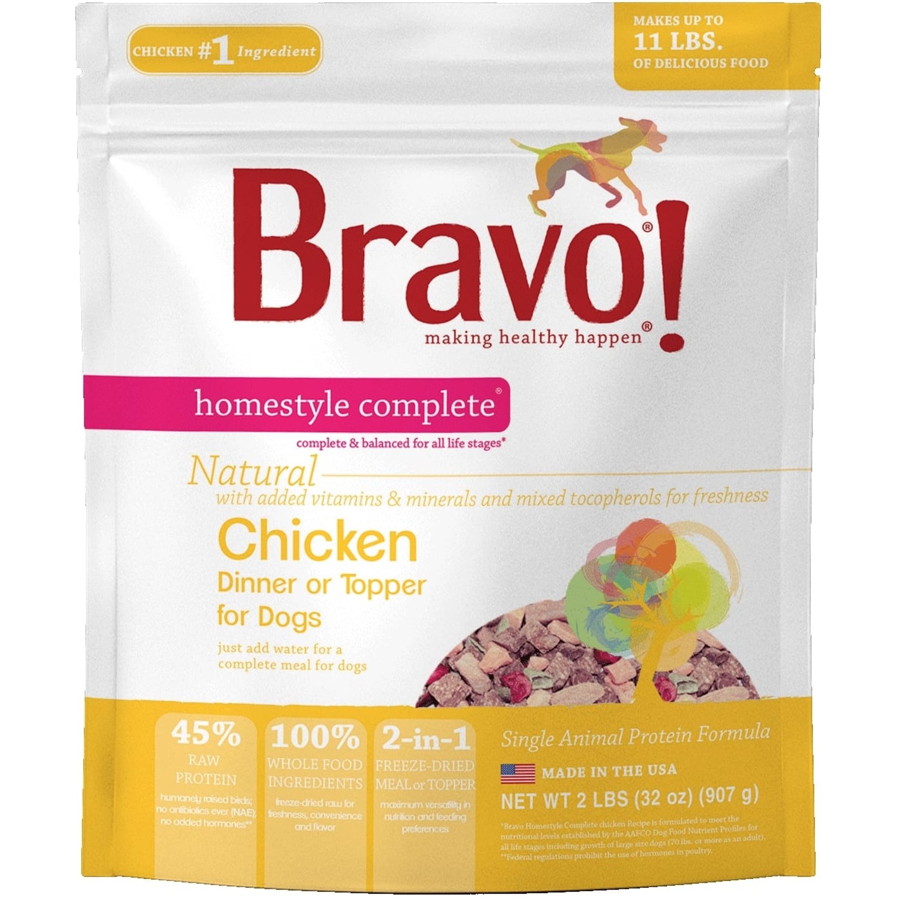 Bravo! Homestyle Complete Chicken Grain-Free Adult Freeze-Dried Dehydrated Dog Food