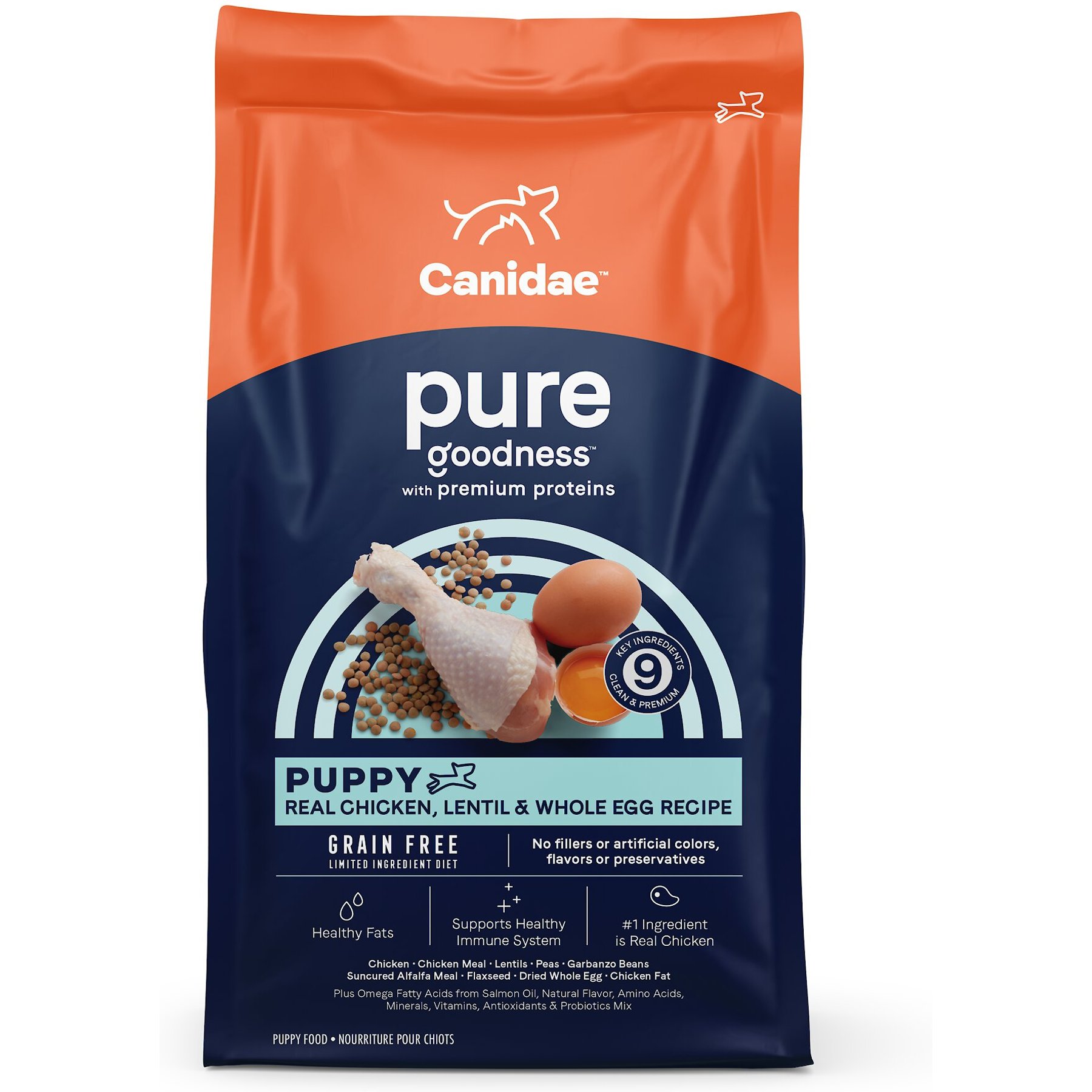 CANIDAE Grain-Free PURE Puppy Limited Ingredient Chicken, Lentil & Whole Egg Recipe Dry Dog Food