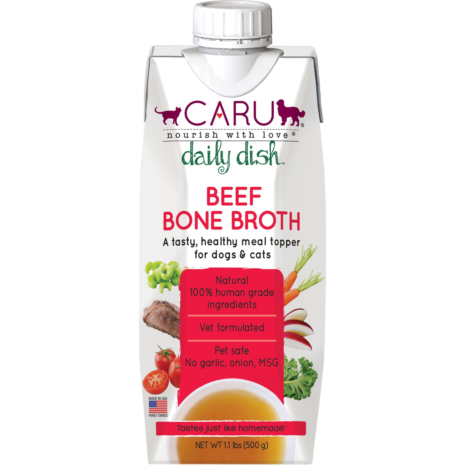 Caru Daily Dish Beef Broth Human-Grade Dog & Cat Wet Food Topper