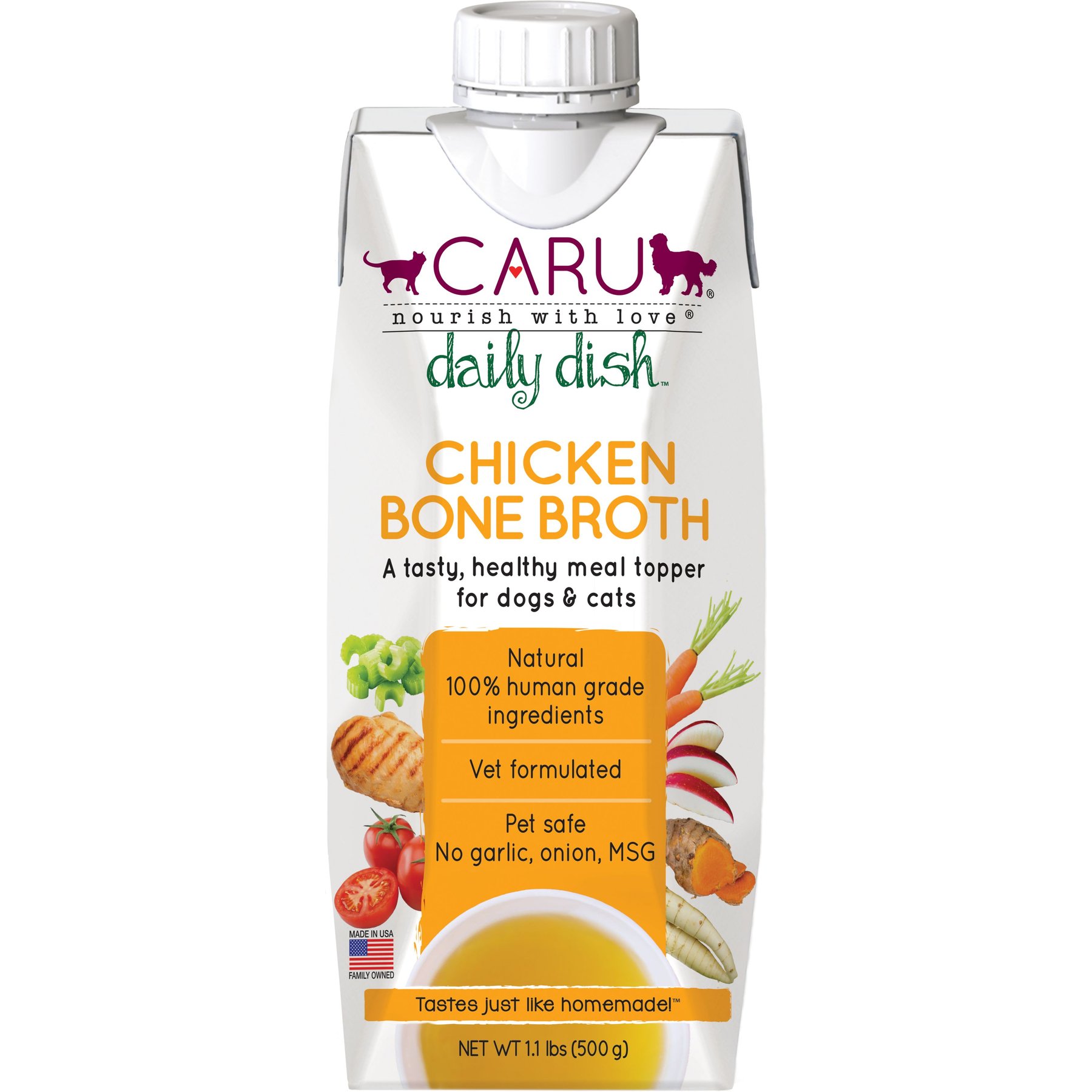 Caru Daily Dish Chicken Broth Human-Grade Dog & Cat Wet Food Topper