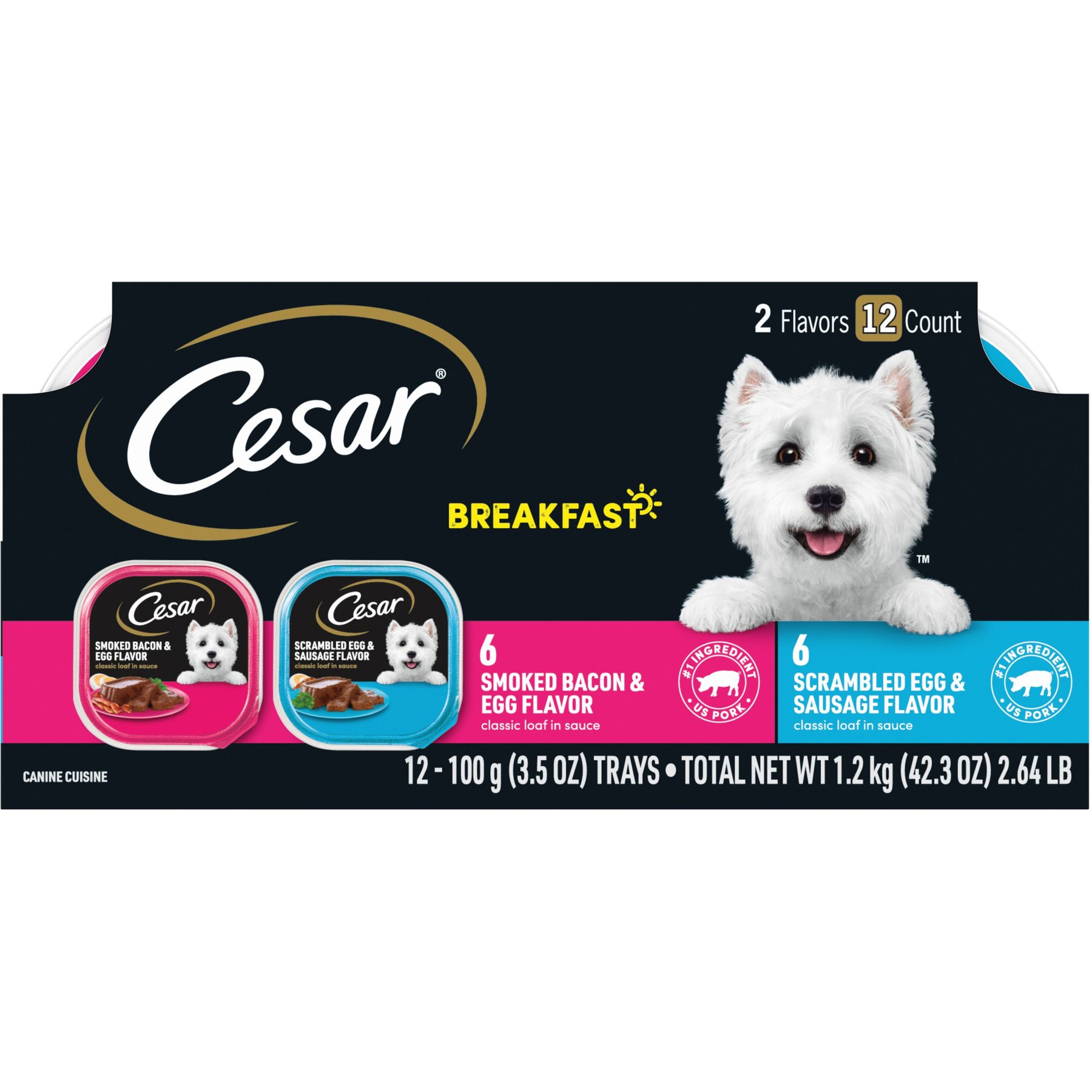 Cesar Breakfast Classic Loaf in Sauce Variety Pack Small Breed Adult Wet Dog Food Trays