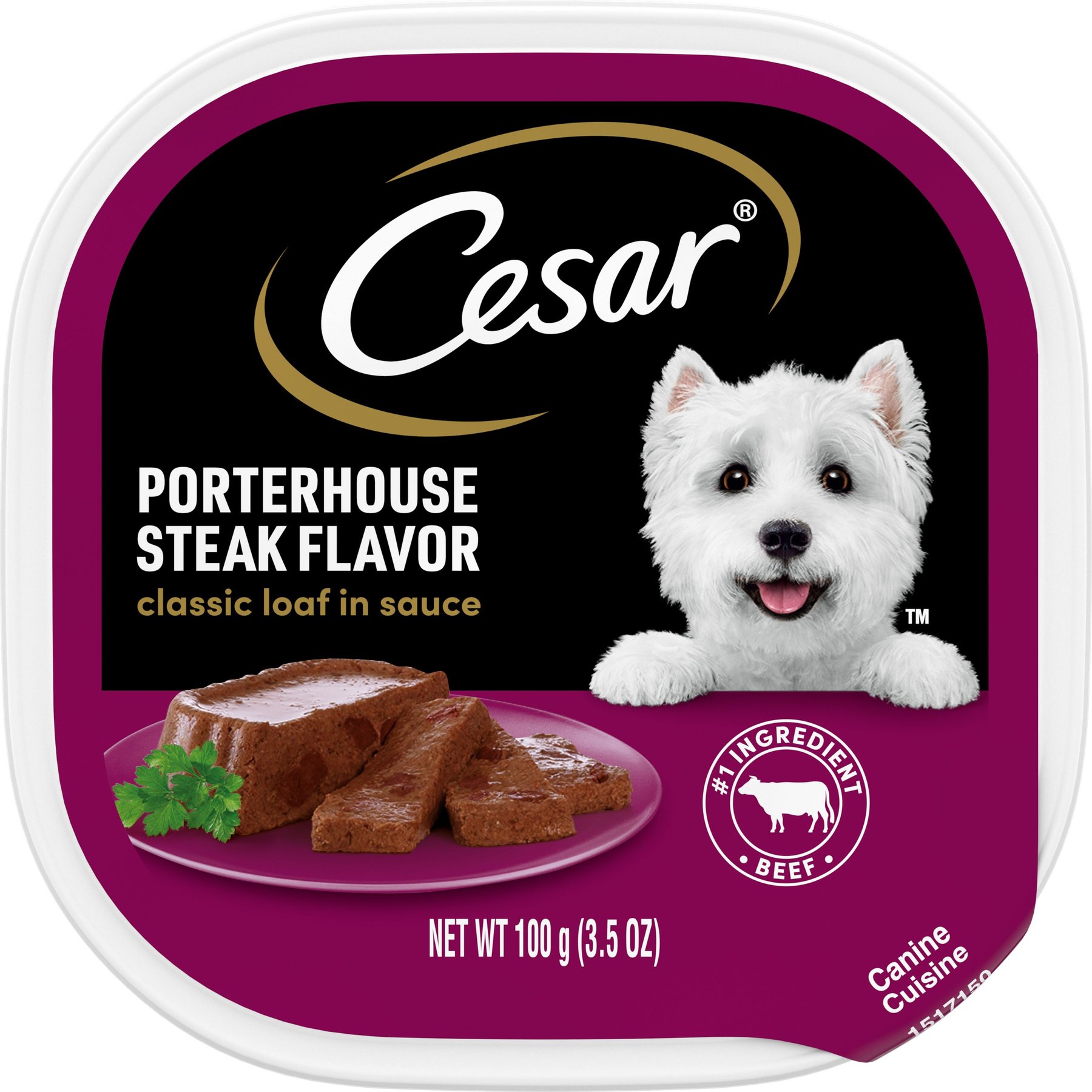 Cesar Classic Loaf in Sauce Porterhouse Steak Flavor Grain-Free Small Breed Adult Wet Dog Food Trays