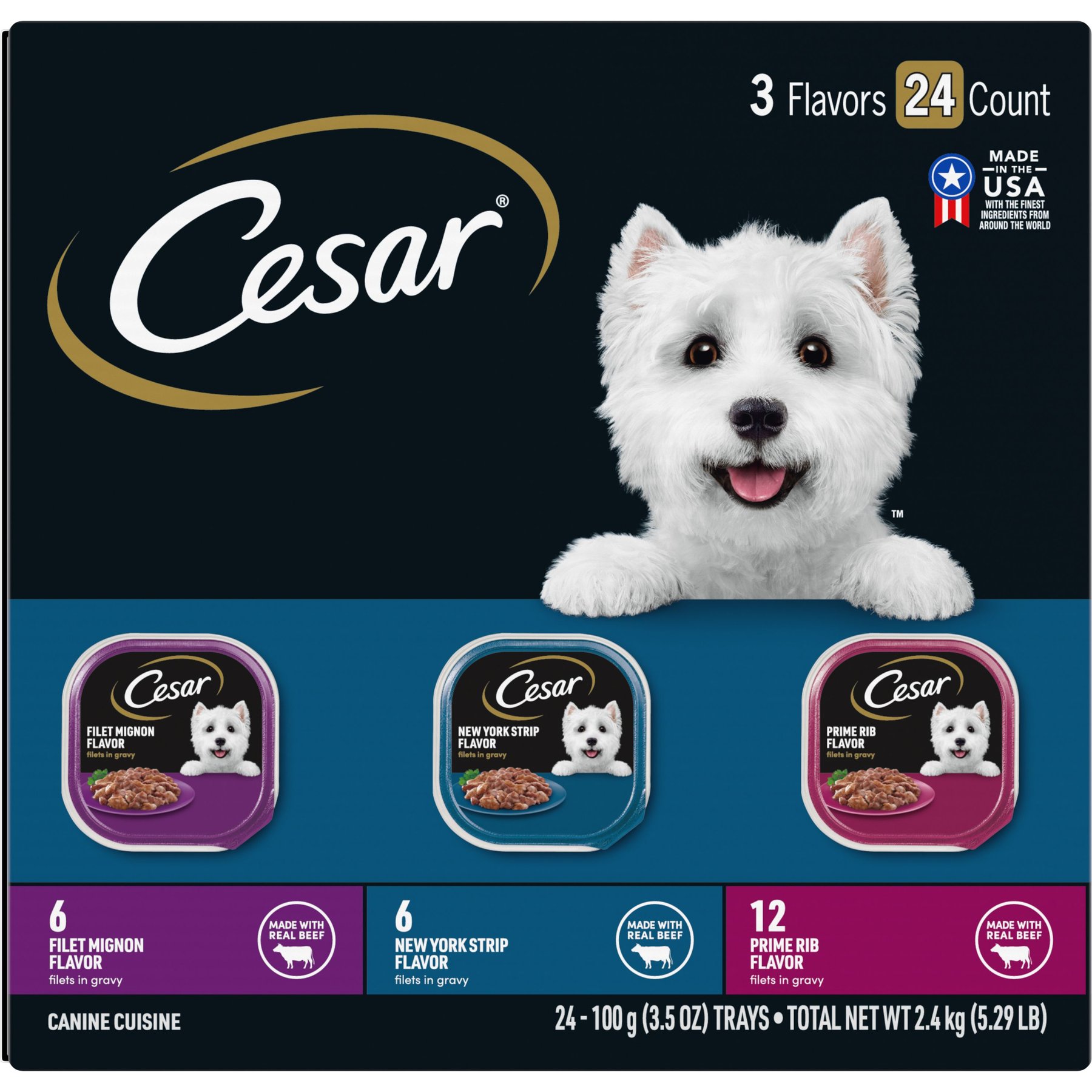 Cesar Filets in Gravy Beef Flavors Variety Pack Small Breed Adult Wet Dog Food