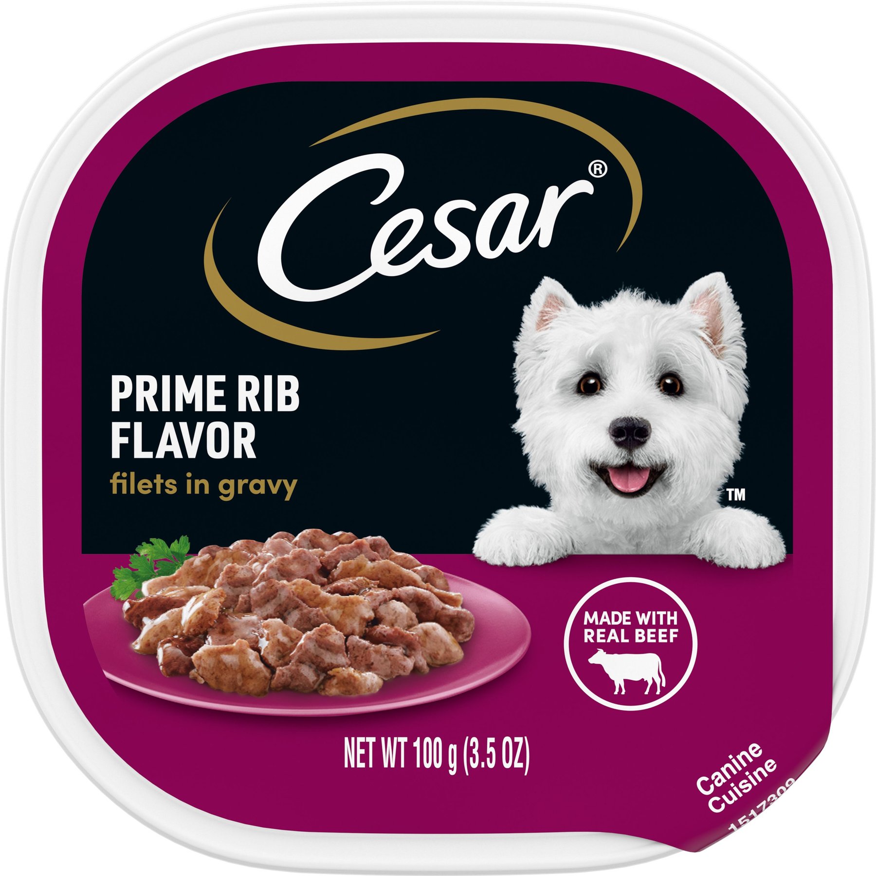 Cesar Filets in Gravy Prime Rib Adult Small Breed Wet Dog Food Trays