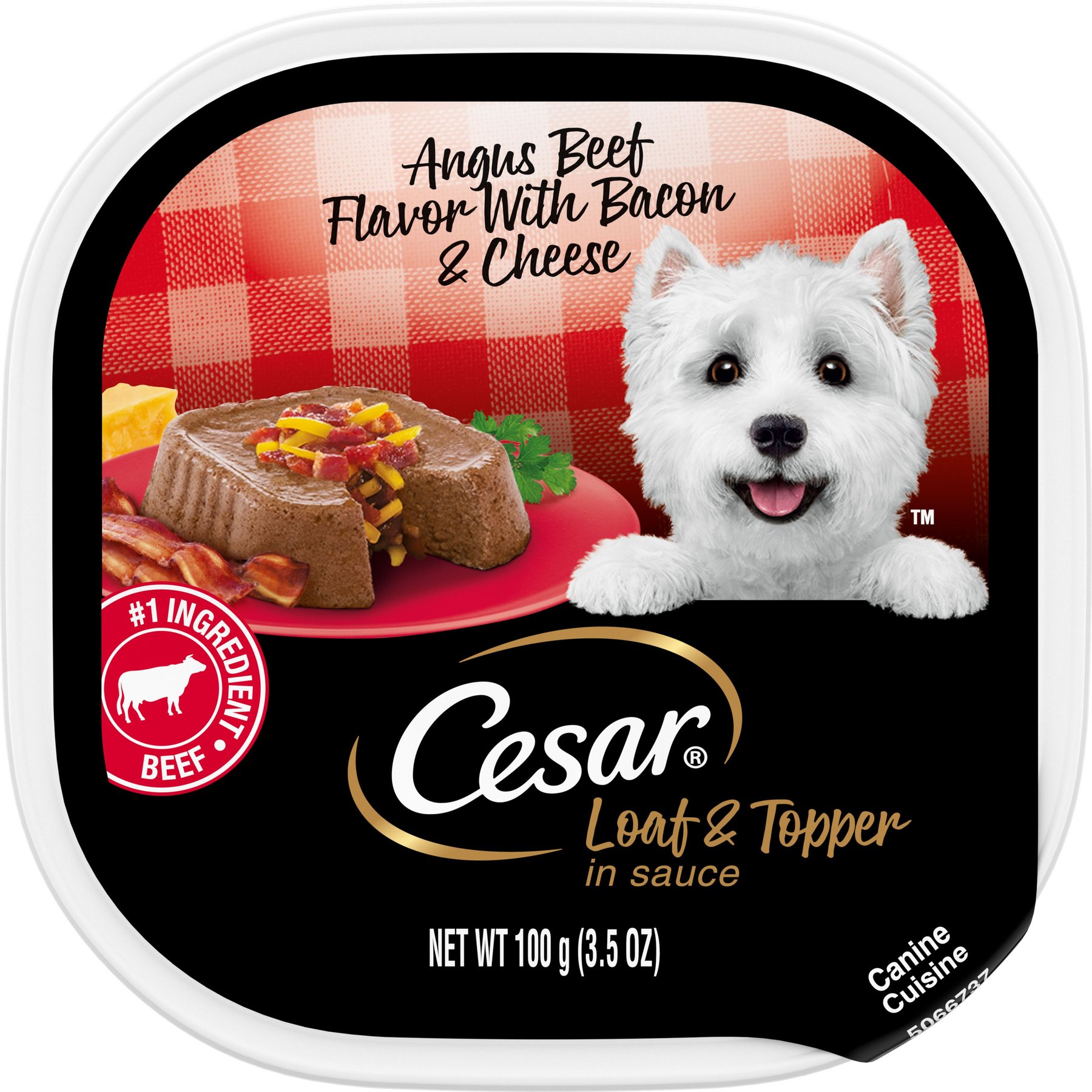 Cesar Loaf & Topper in Sauce Angus Beef Flavor with Bacon & Cheese Grain-Free Small Breed Adult Wet Dog Food Trays
