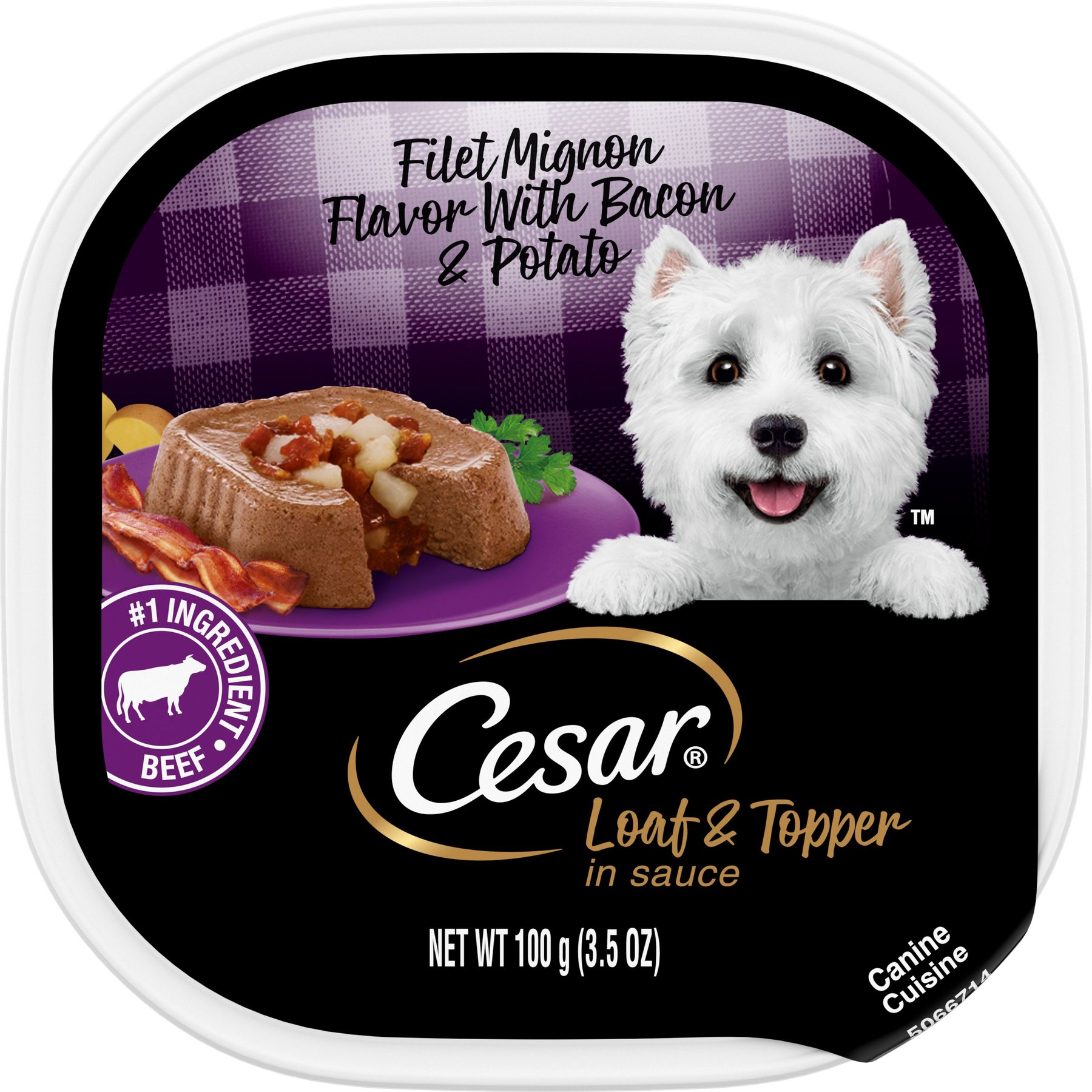 Cesar Loaf & Topper in Sauce Filet Mignon Flavor with Bacon & Potato Grain-Free Small Breed Adult Wet Dog Food Trays