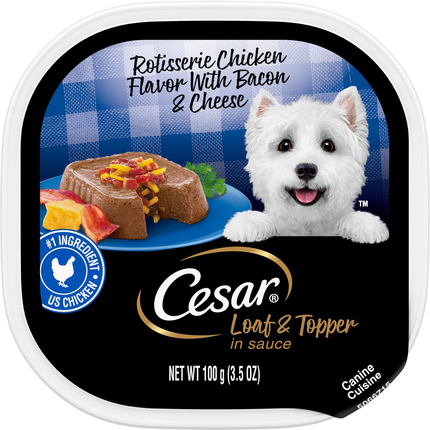 Cesar Loaf & Topper in Sauce Rotisserie Chicken Flavor with Bacon & Cheese Dog Food Trays