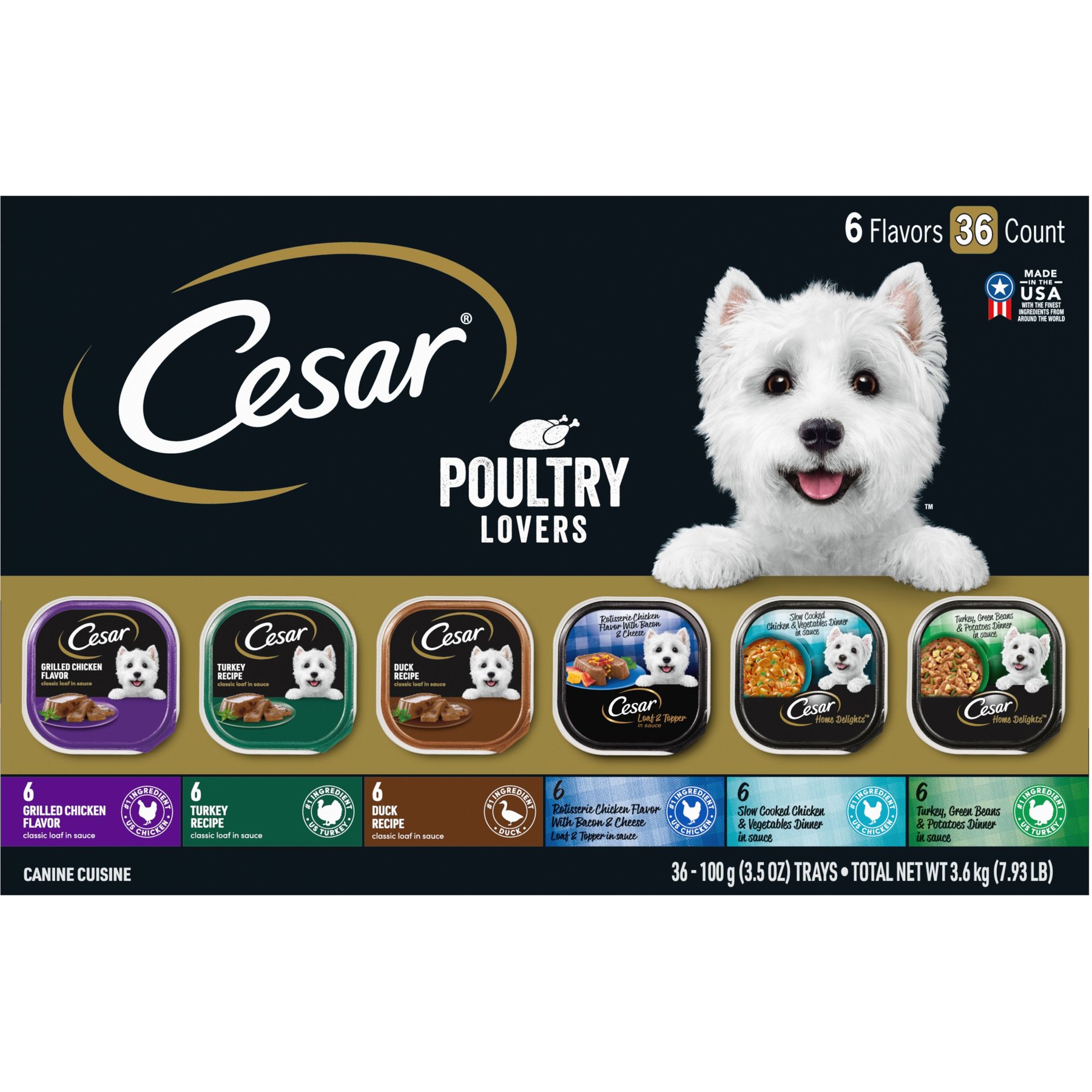Cesar Poultry Lovers Variety Pack Small Breed Adult Wet Dog Food Trays