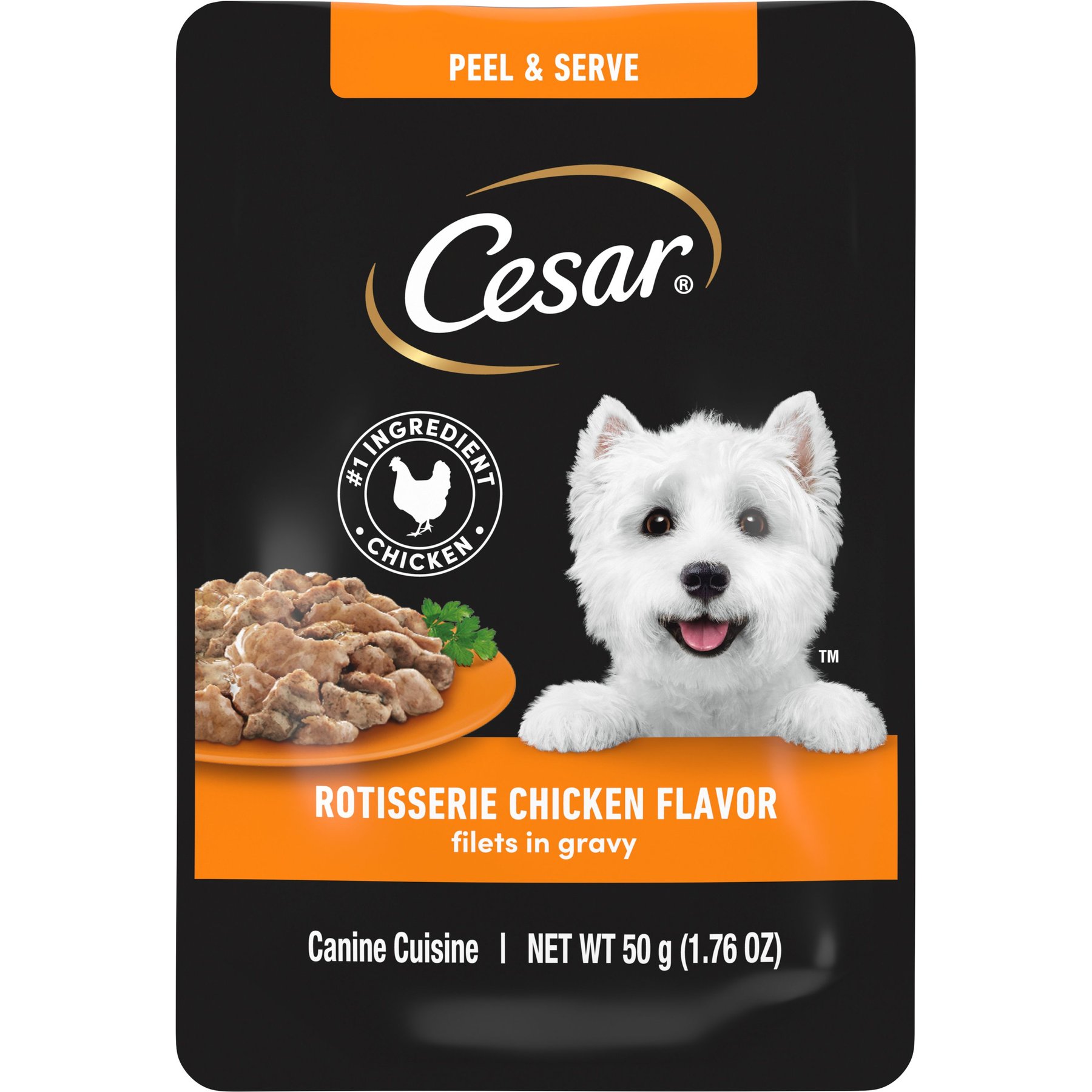 Cesar Rotisserie Chicken Flavor Filets in Gravy Wet Dog Food, 1.76-oz mini-pouch, case of 20