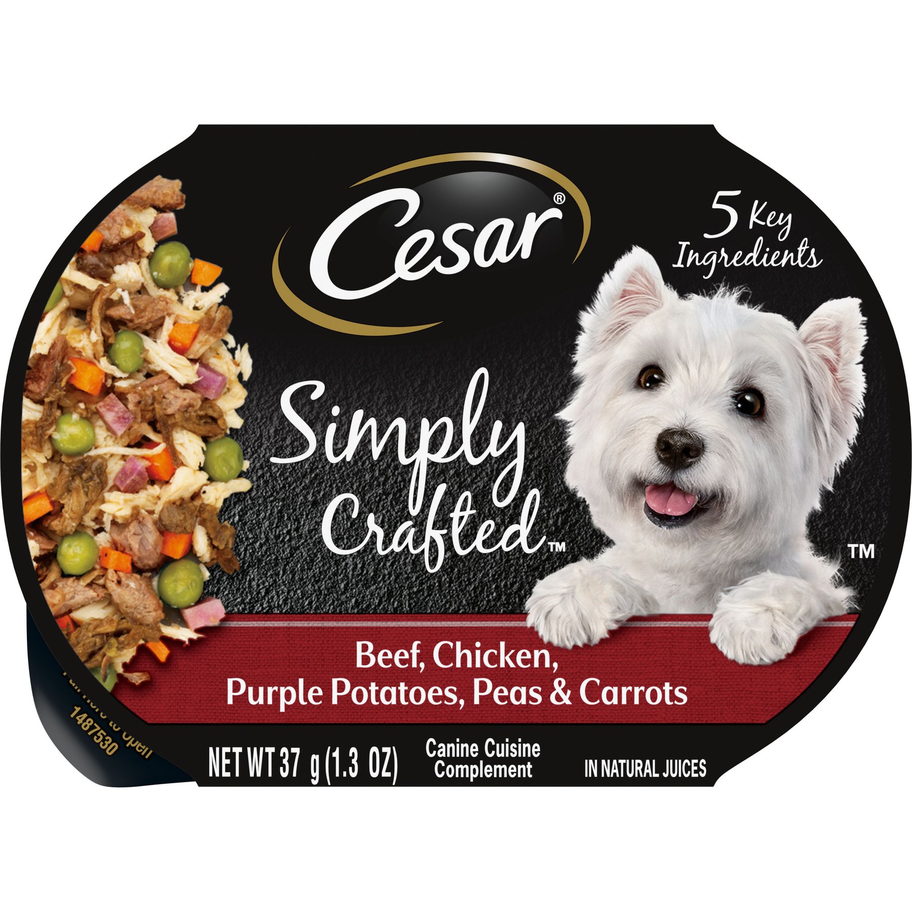 Cesar Simply Crafted Beef, Chicken, Purple Potatoes, Peas & Carrots Adult Wet Dog Food Topper
