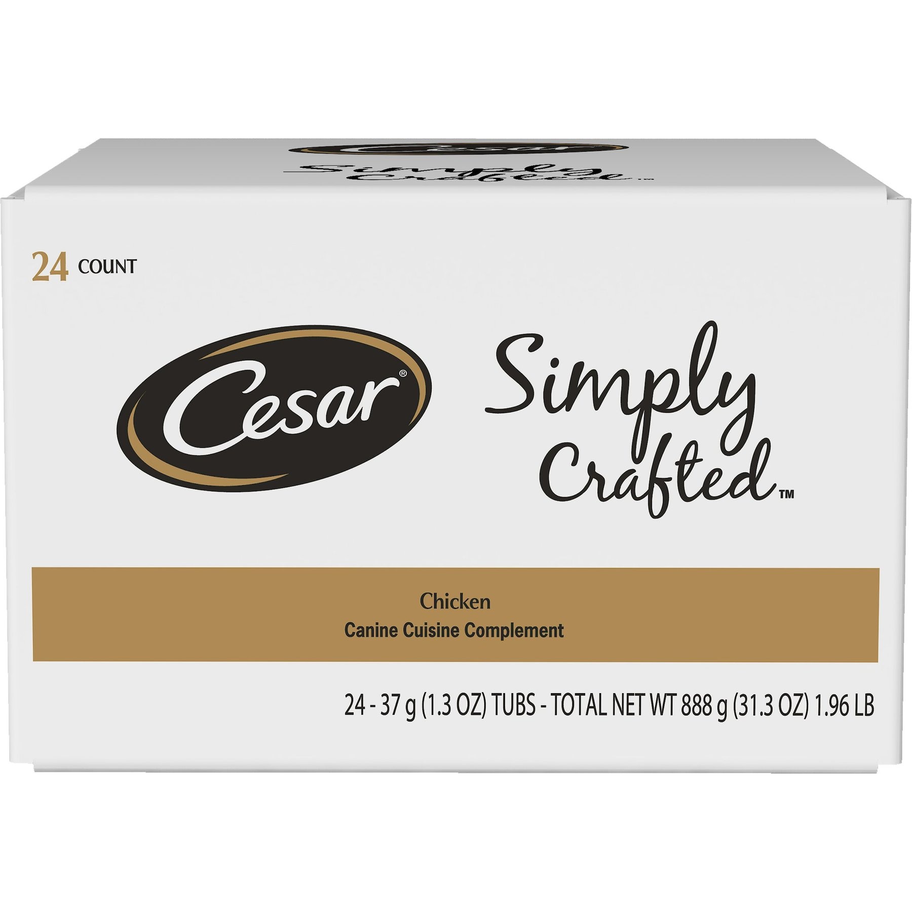 Cesar Simply Crafted Chicken Cuisine Complement Adult Wet Dog Food Topper, 1.3-oz tubs, case of 24