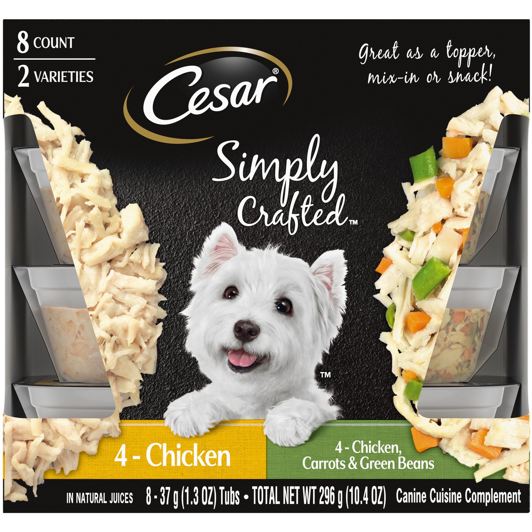 Cesar Simply Crafted Variety Pack Chicken & Chicken, Carrots & Green Beans Limited-Ingredient Adult Wet Dog Food Topper