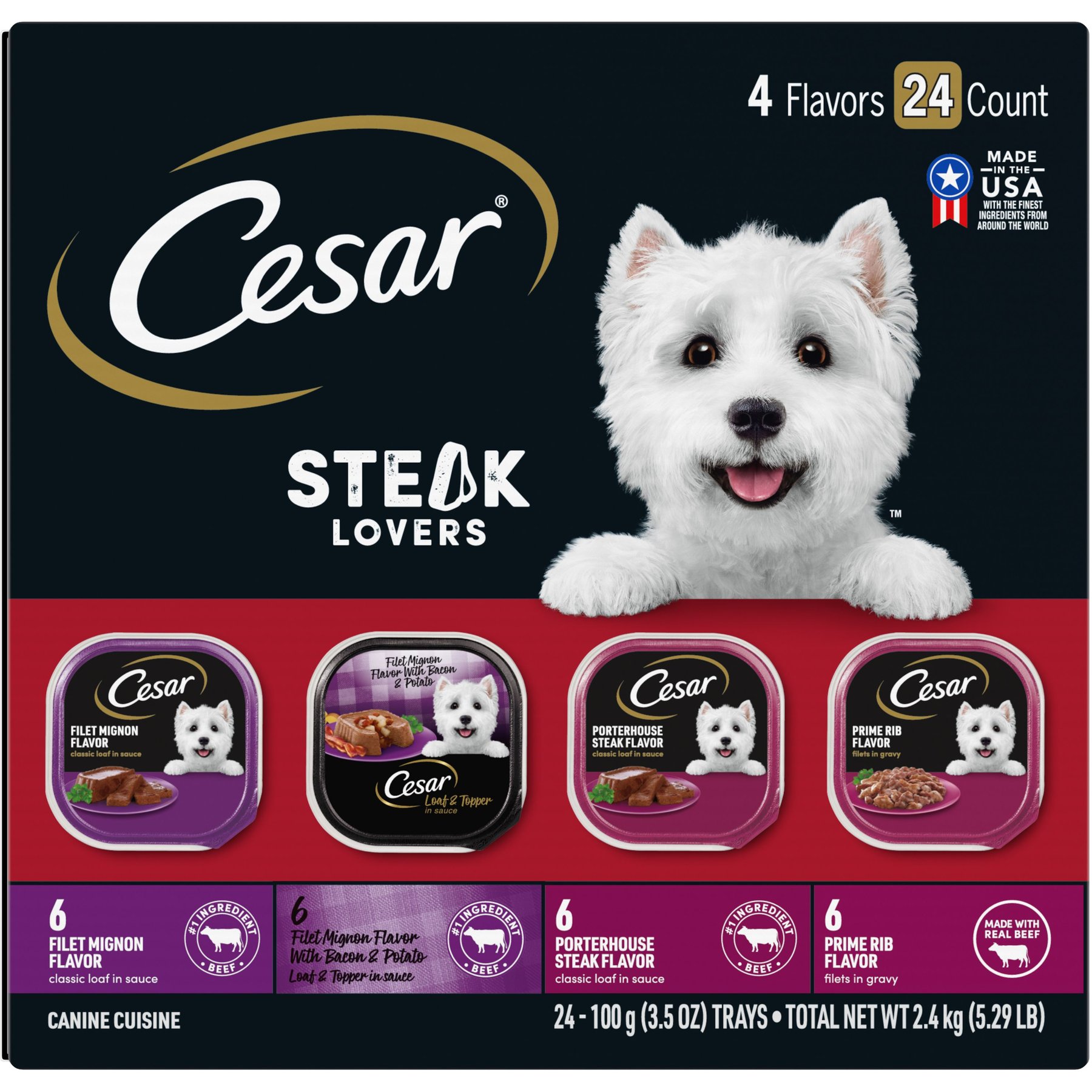 Cesar Steak Lovers Variety Pack Small Breed Adult Wet Dog Food