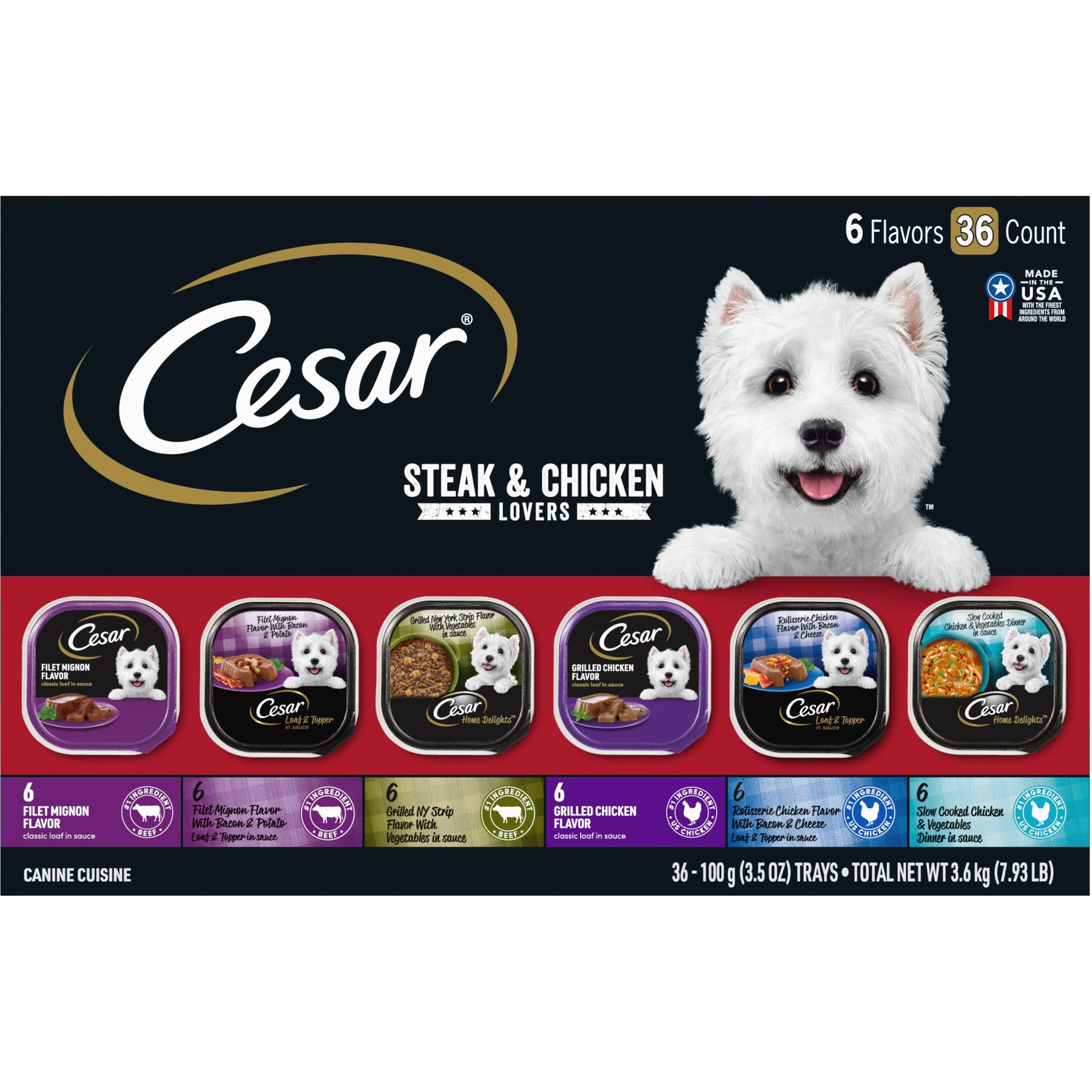 Cesar Steak & Poultry Lovers Variety Pack Small Breed Adult Wet Dog Food Trays